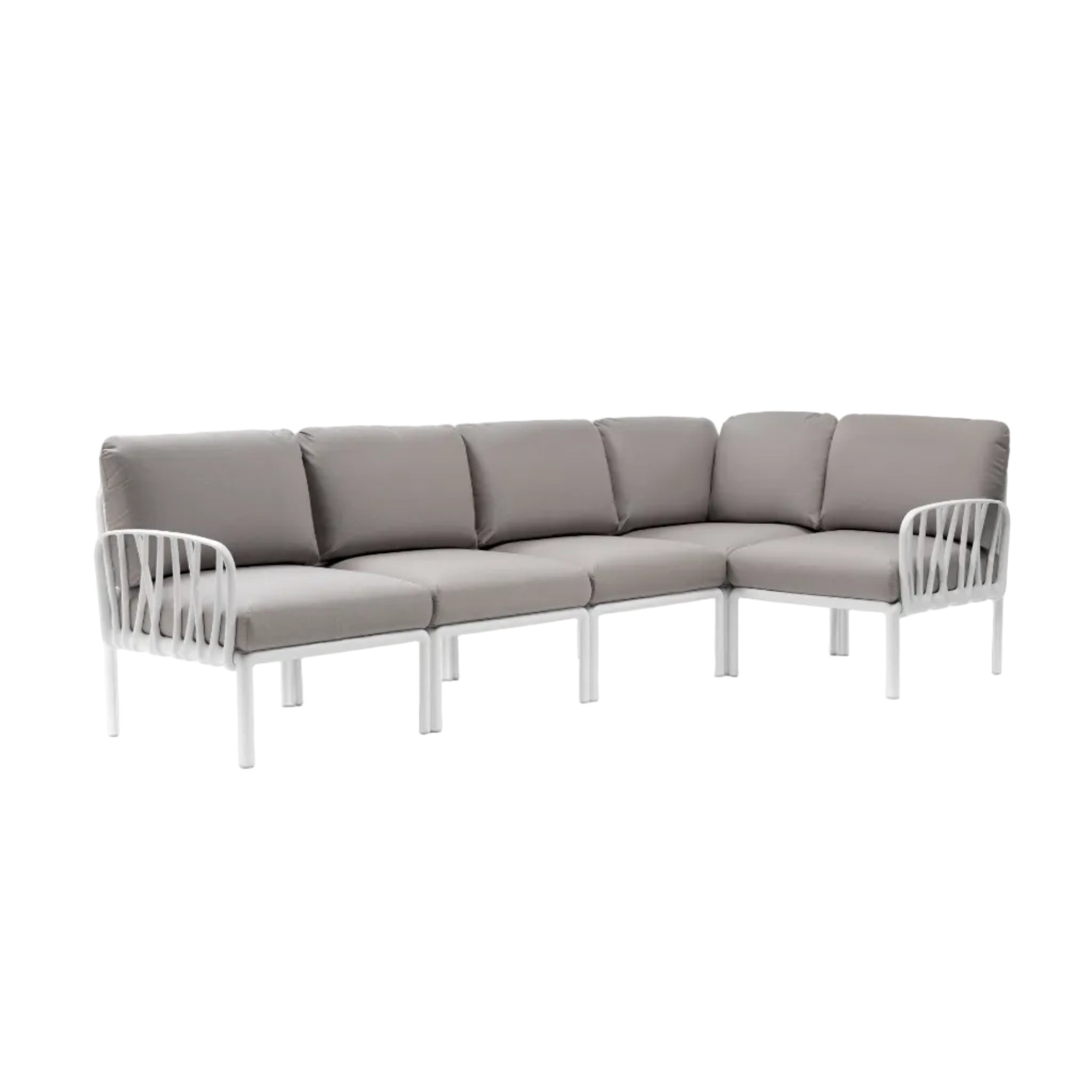 Modular Outdoor Corner Sofa KOMODO 5 Gray with White Base