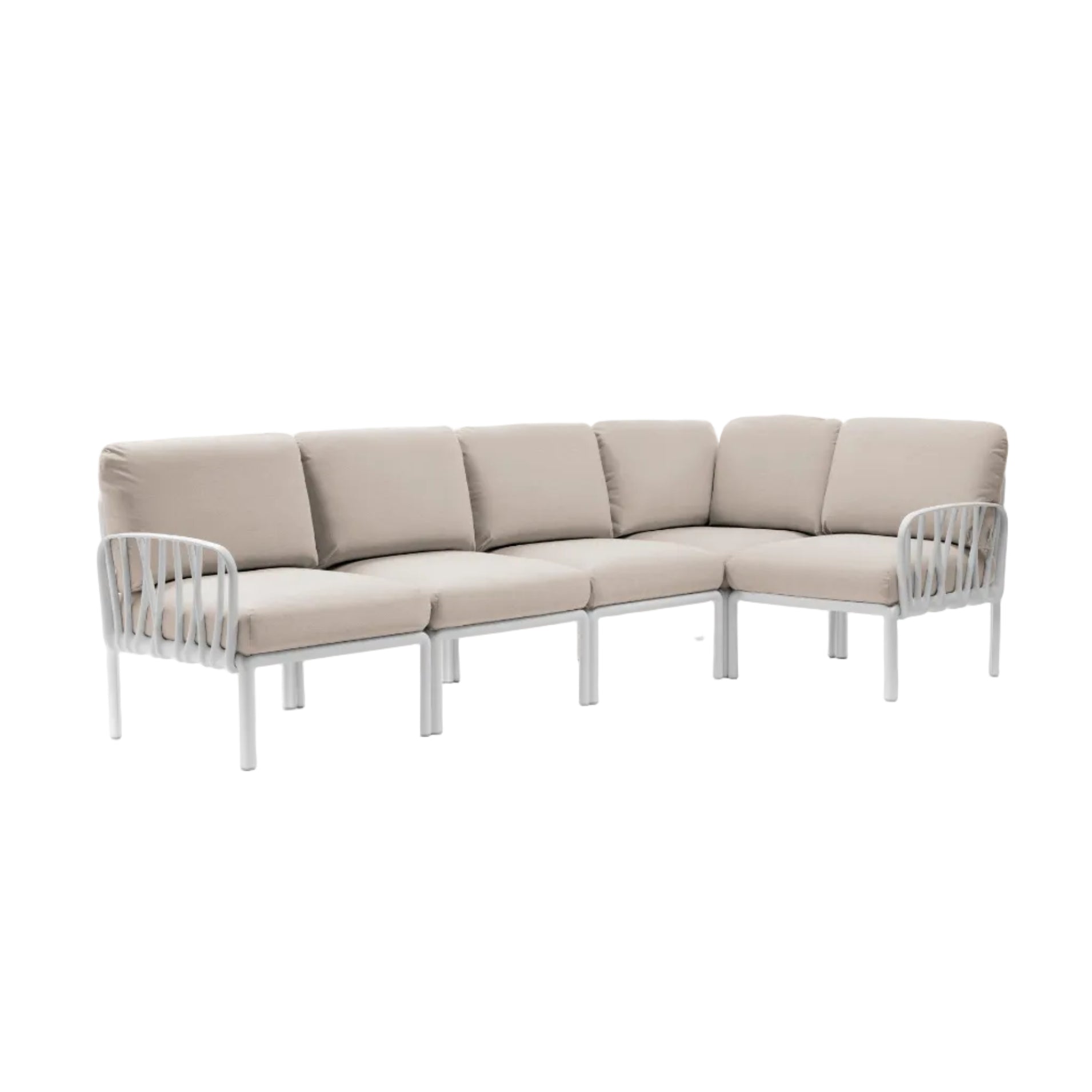 Modular Outdoor Corner Sofa KOMODO 5 – TECH PANAMA Beige with White Base