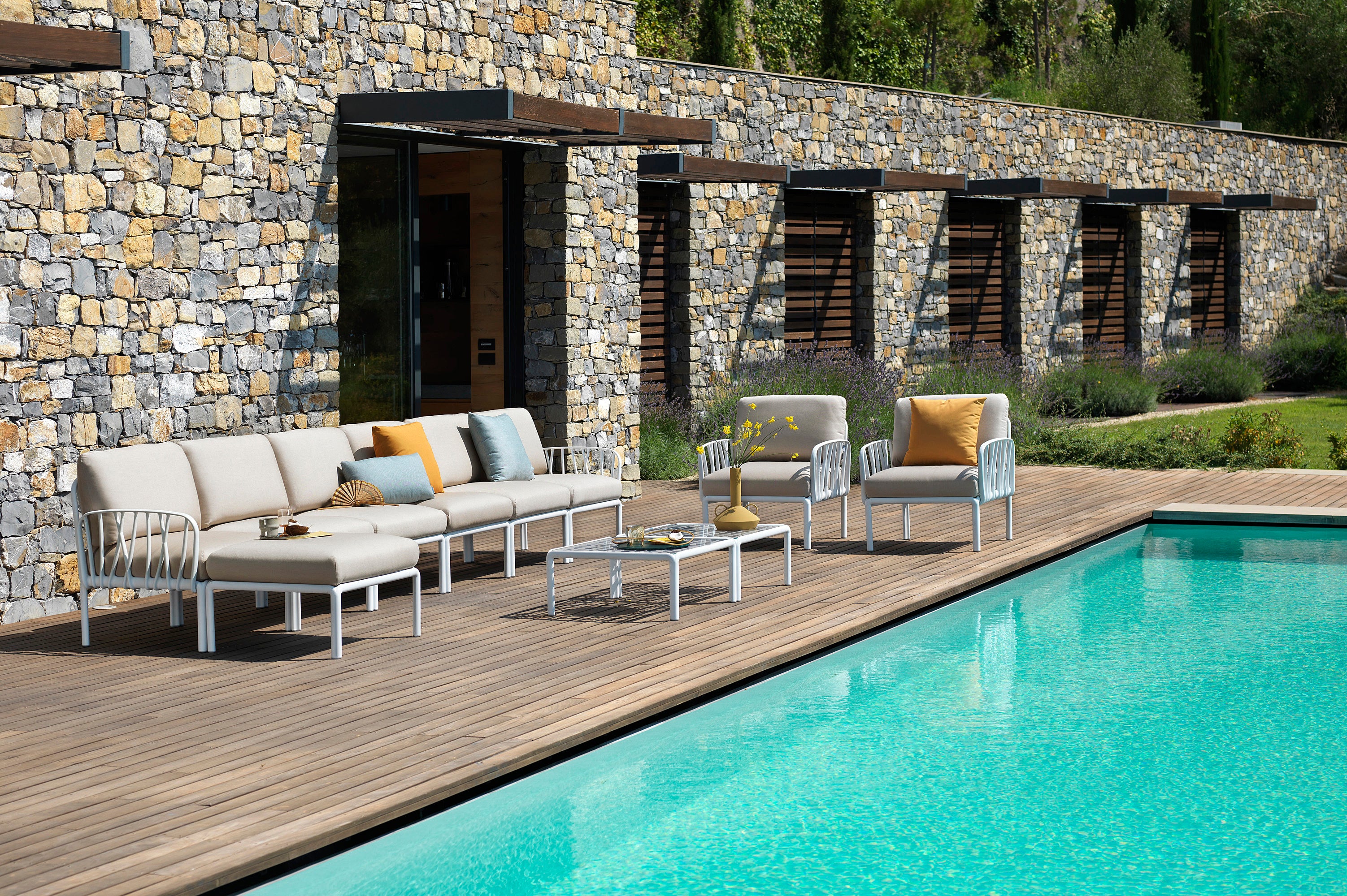 Outdoor Armchair KOMODO – TECH PANAMA beige with green agave base