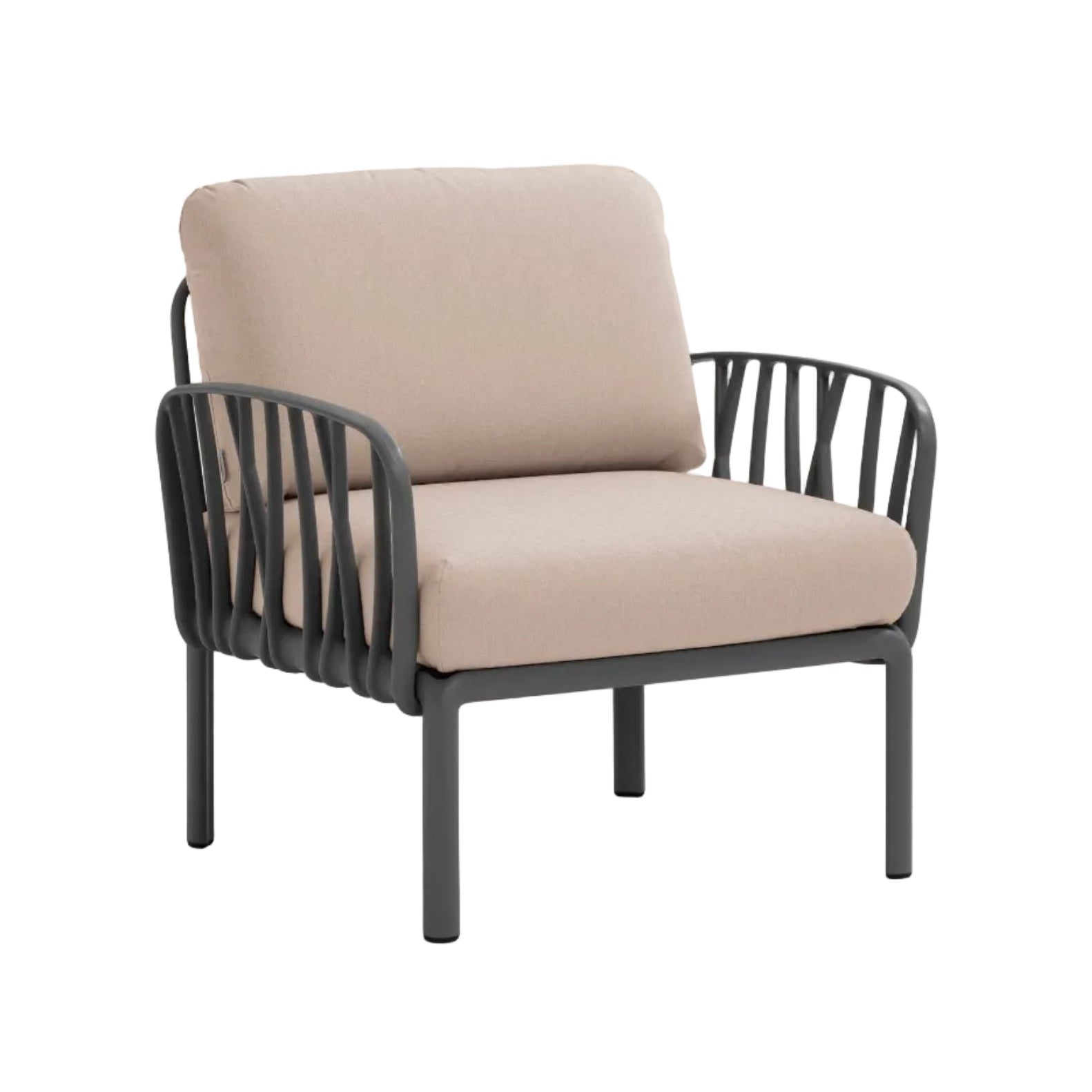 KOMODO Beige Outdoor Armchair with Anthracite Base in Sunbrella®