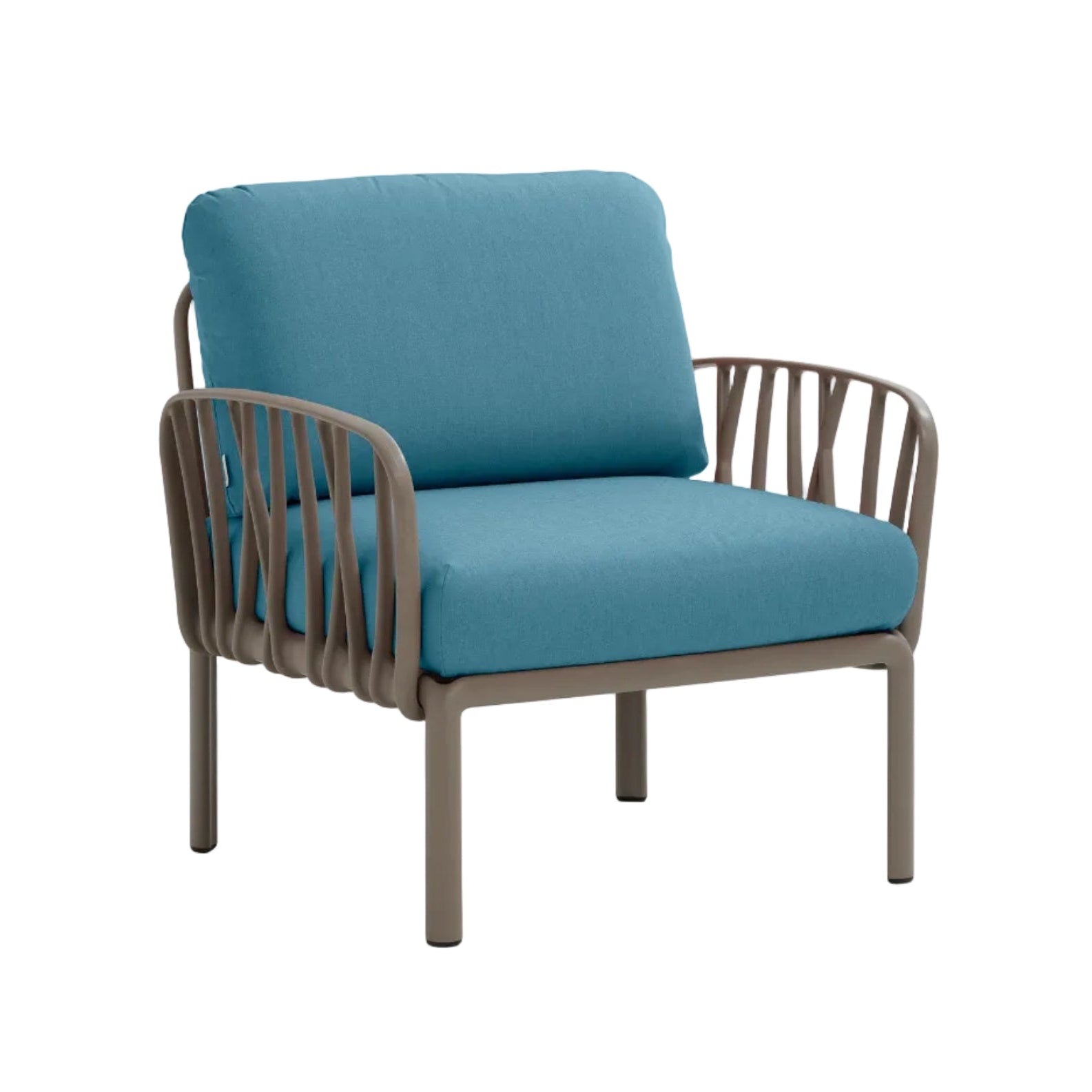 KOMODO Outdoor Armchair in Blue Sunbrella® with Taupe Base