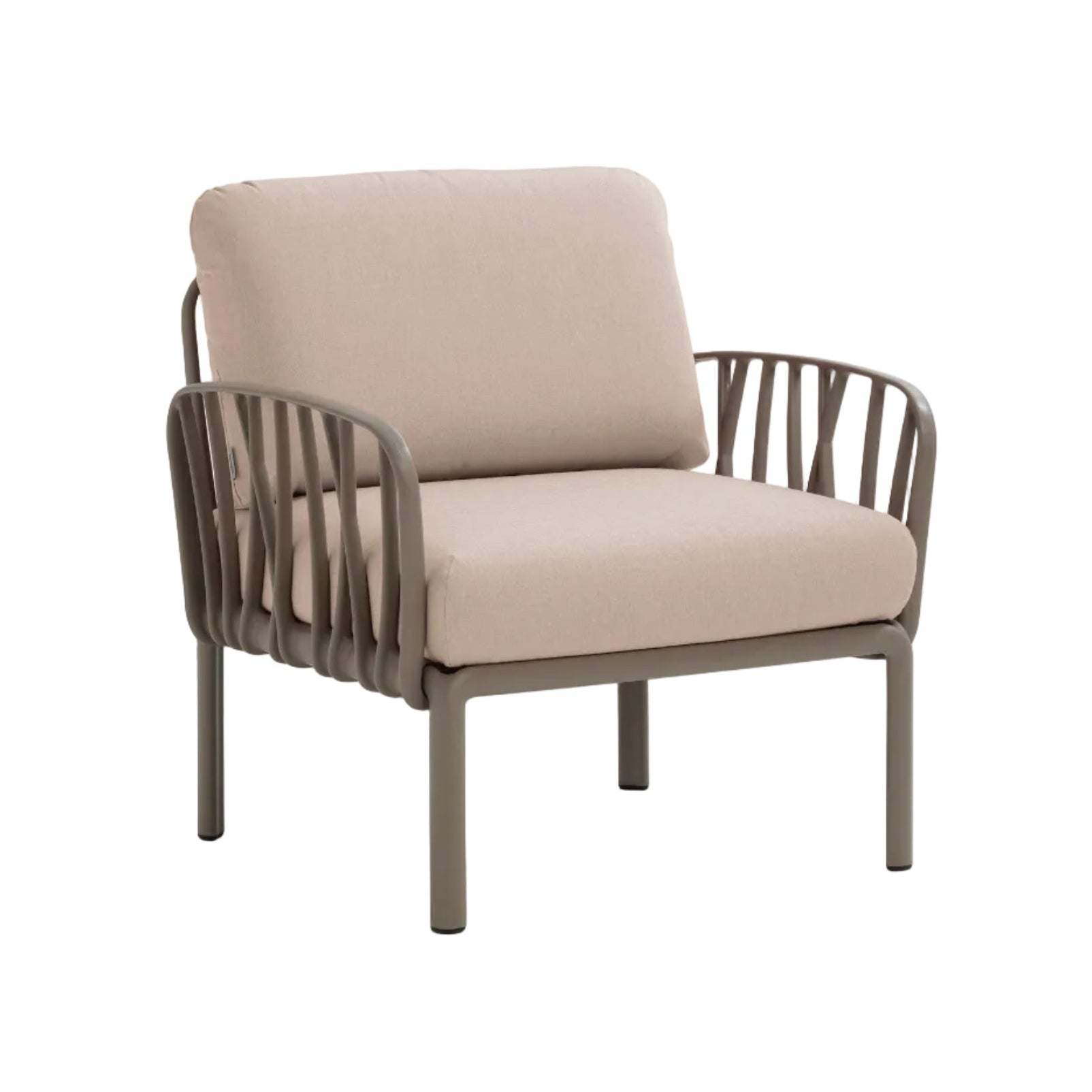KOMODO Beige Outdoor Armchair with Taupe Base in Sunbrella®
