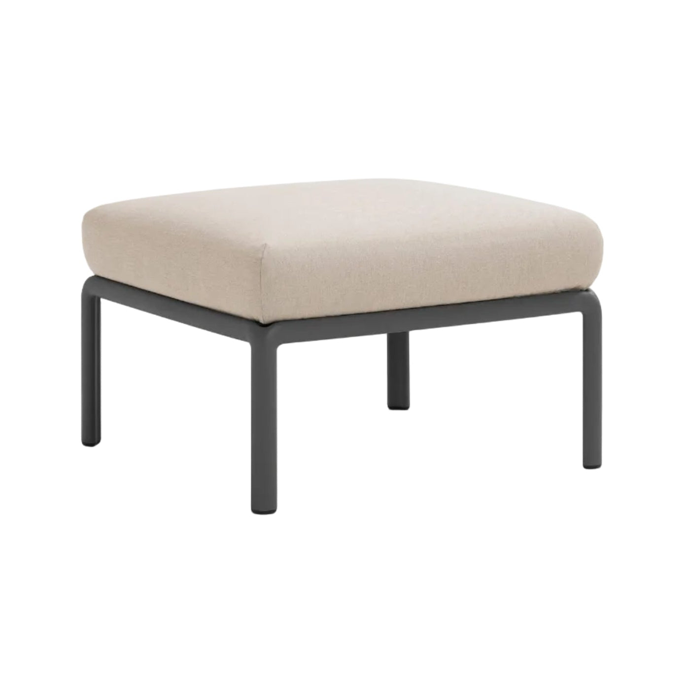 Außenpouf KOMODO – TECH PANAMA beige mit anthrazitfarbenem Fuß
