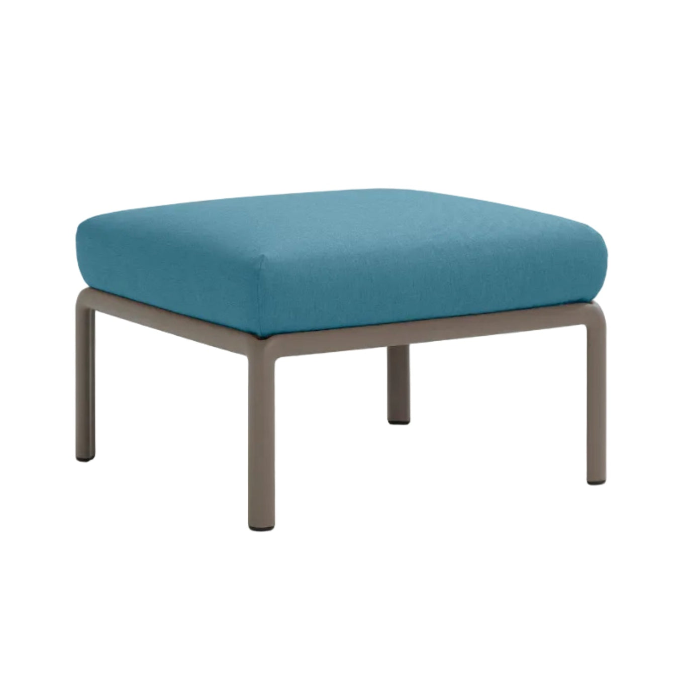 Puff für den Außenbereich KOMODO blau Sunbrella® mit taupefarbener Basis