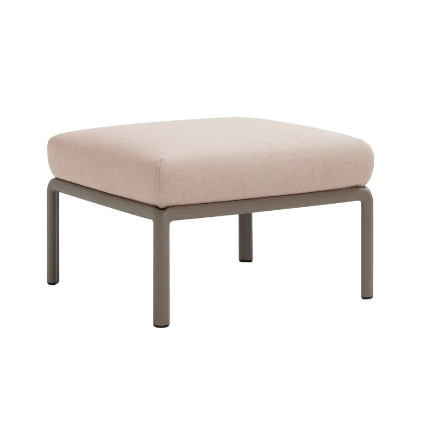 Puff für den Außenbereich KOMODO beige Sunbrella® mit taupefarbenem Fuß