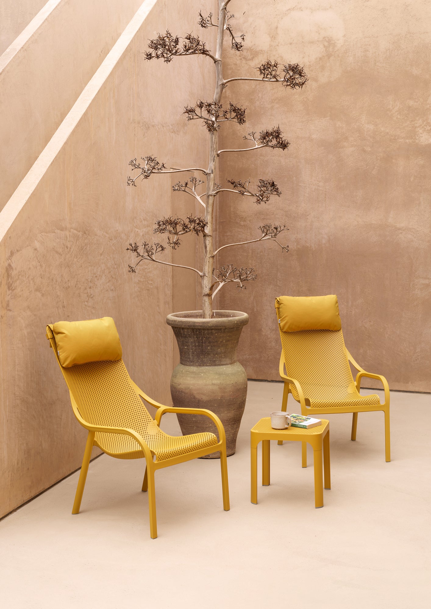 Outdoor armchair NET mustard