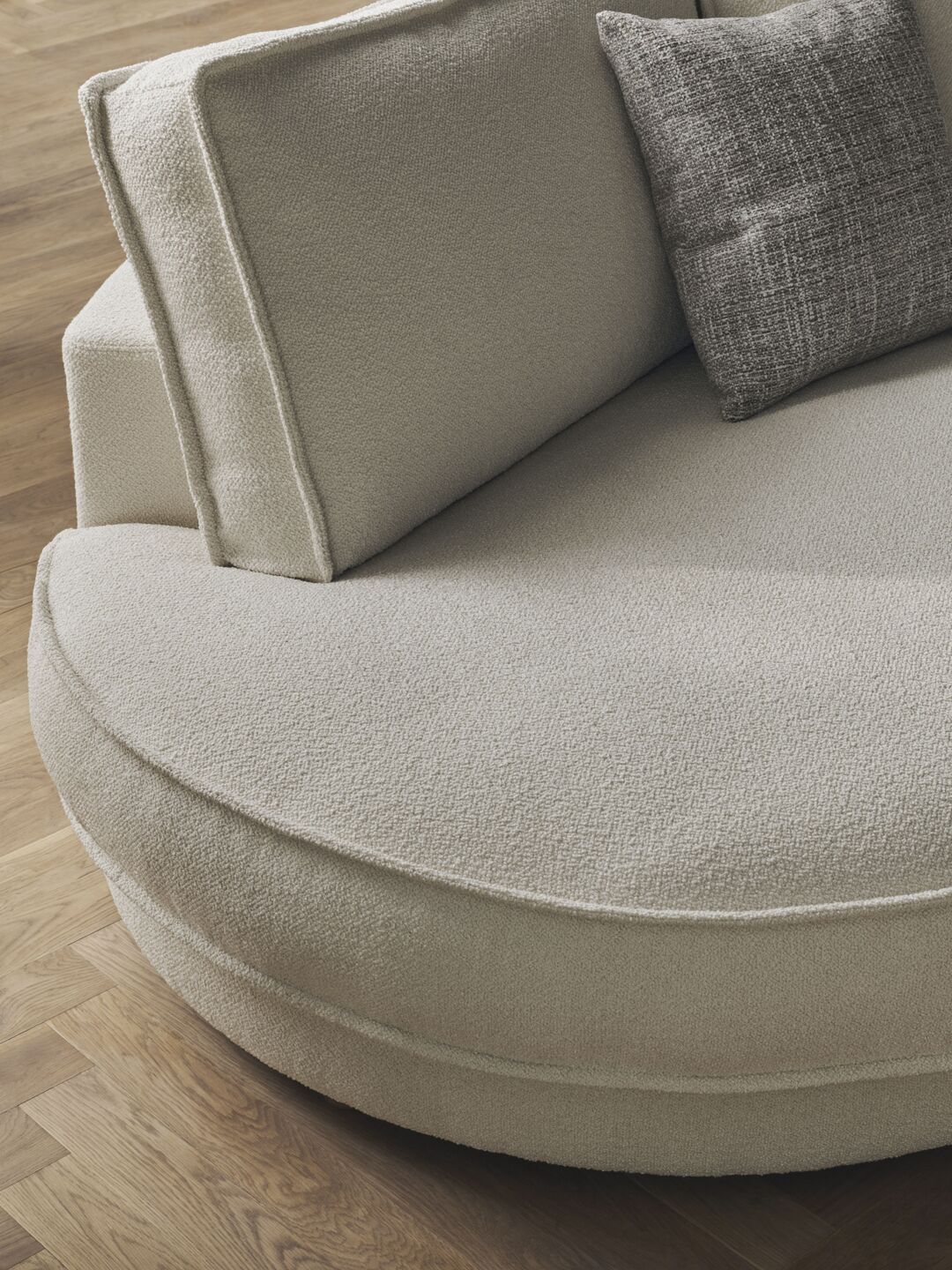 Sofa modułowa NOORA - zaokrąglony moduł lewostronny z czarną podstawą