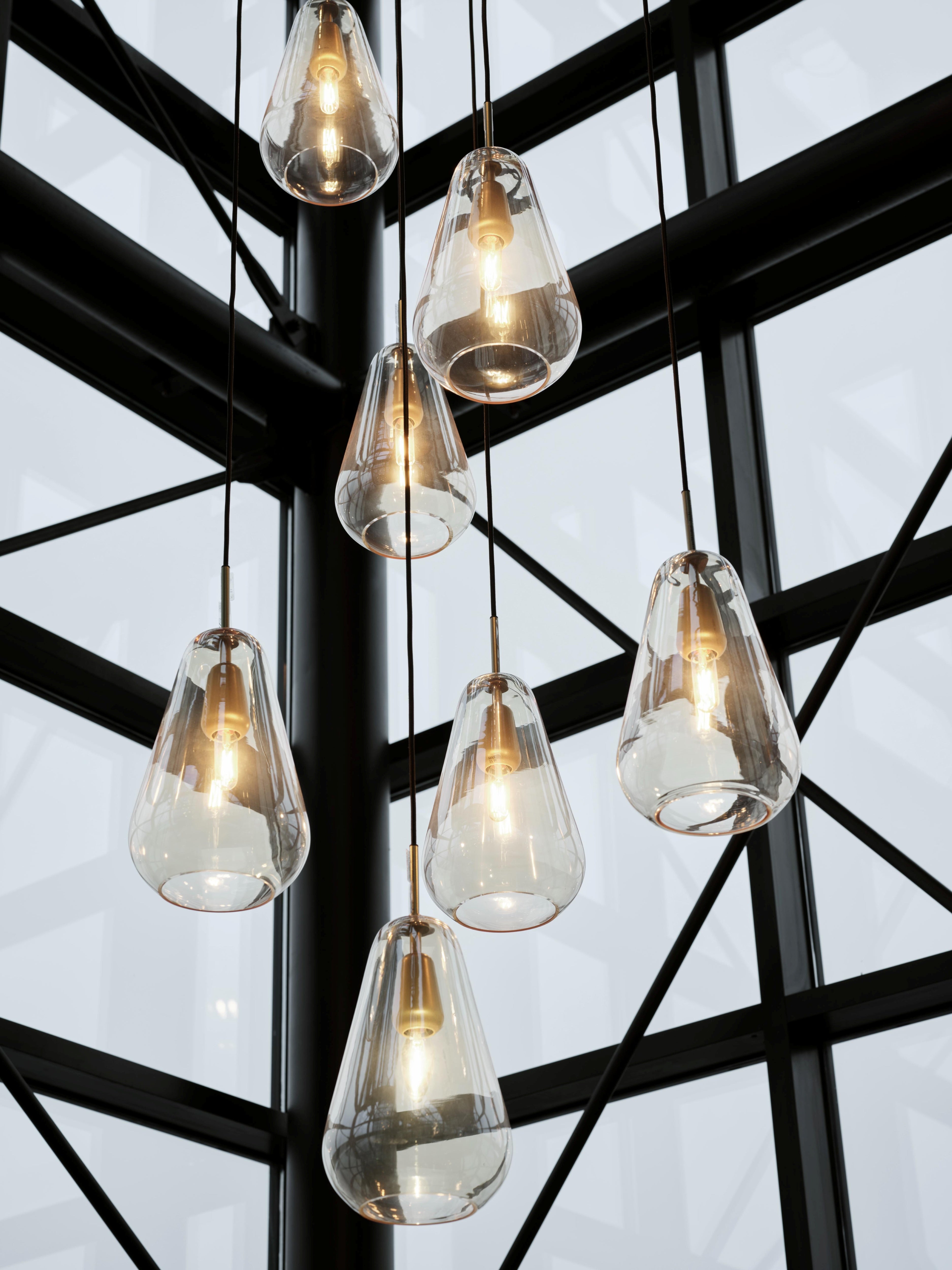 ANOLI Chandelier 13 in gold with golden glass