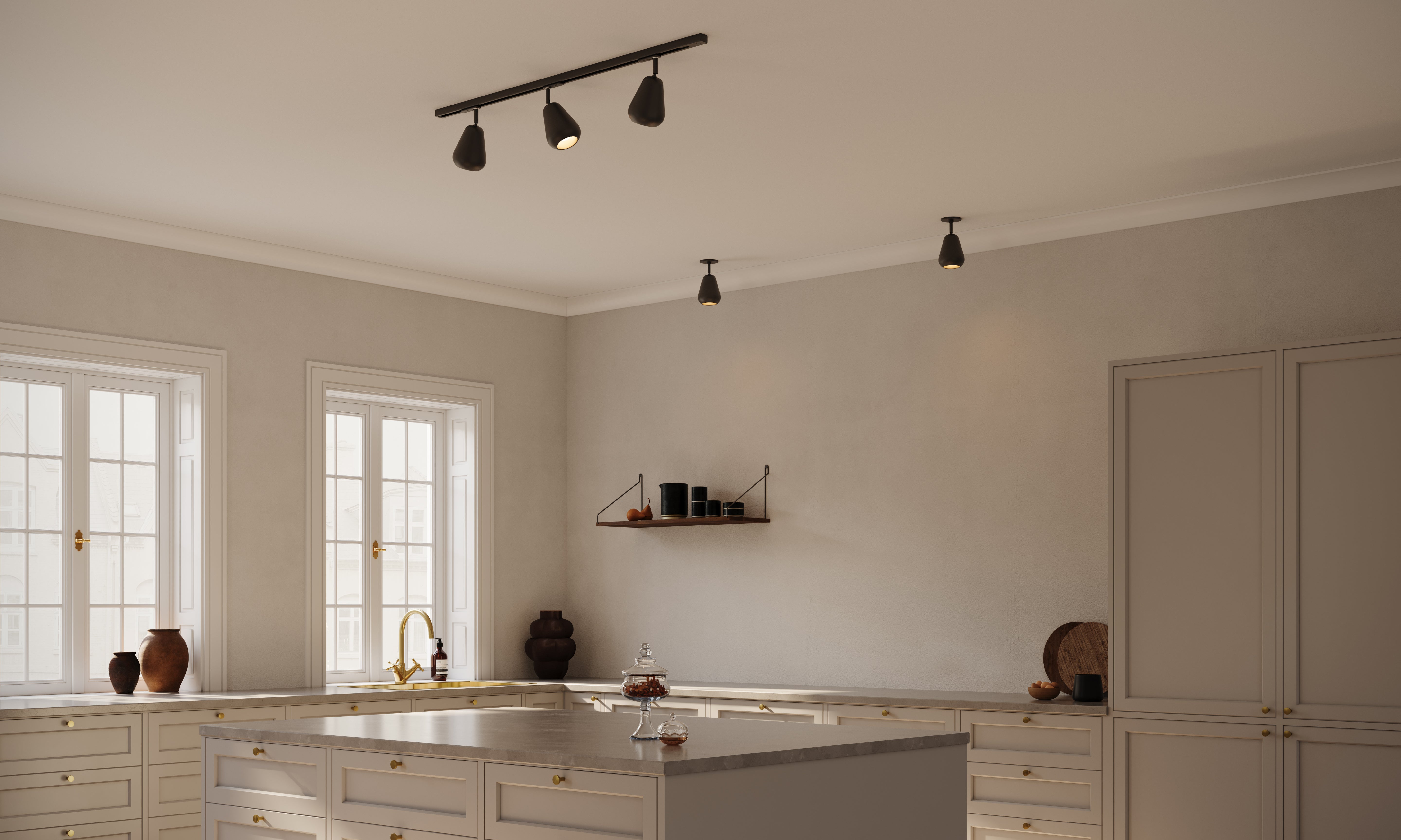 ANOLI black three-point ceiling lamp