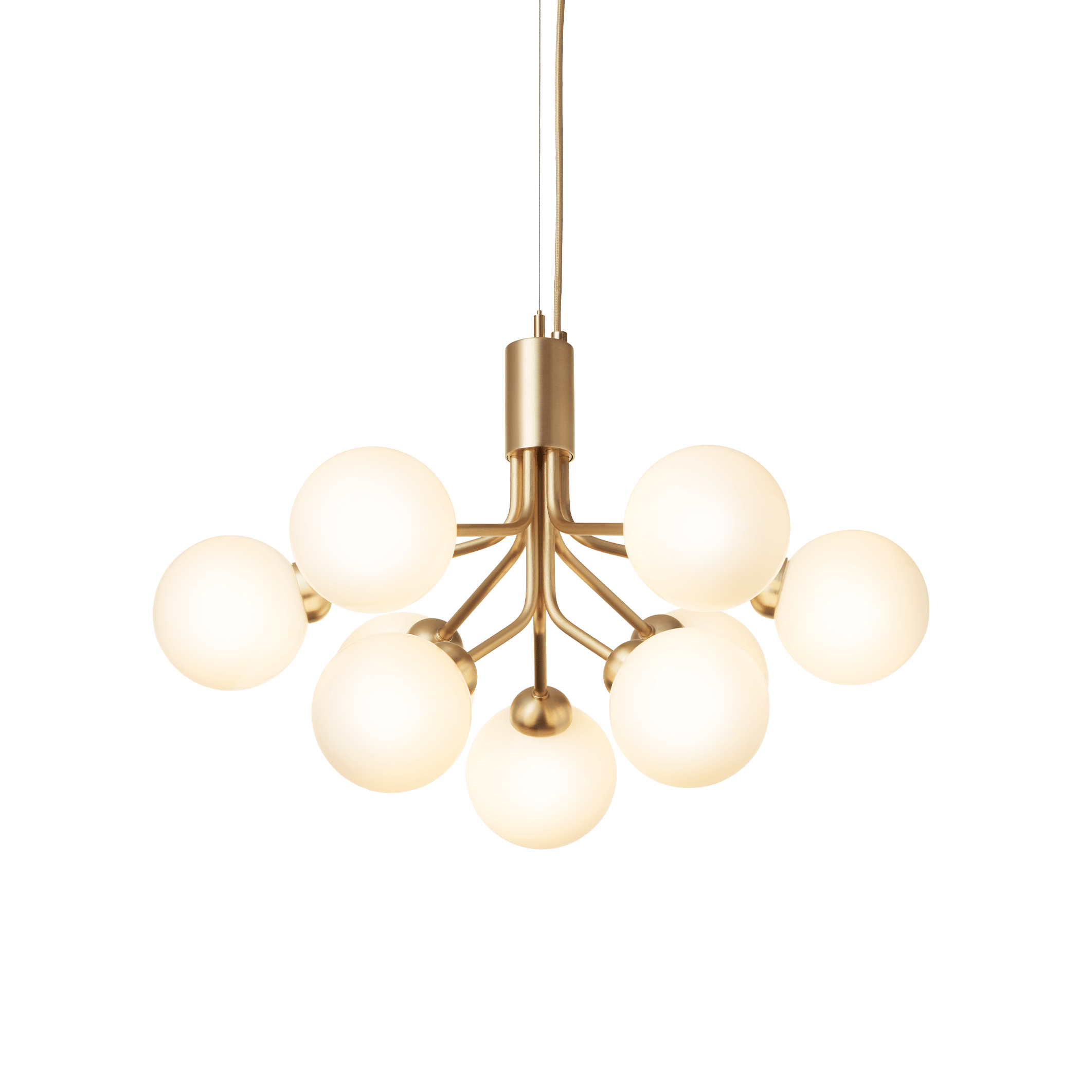 Lampa wisząca APIALES 9 mosiężny z opalowym szkłem