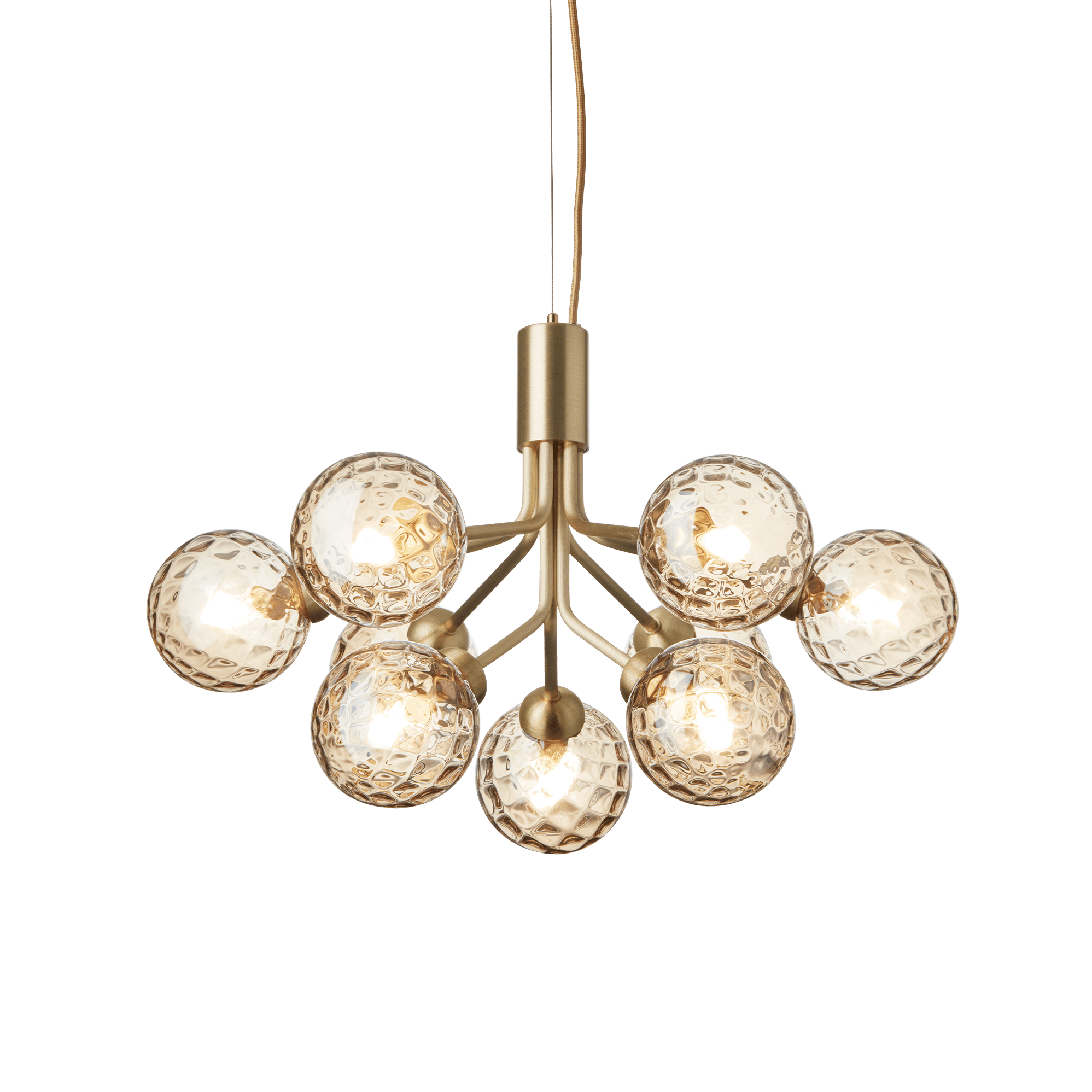 Lampa wisząca APIALES 9 mosiężny ze złotym szkłem