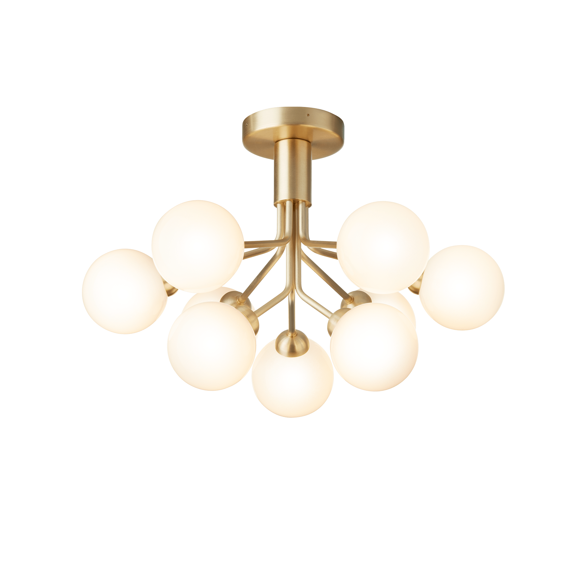 Lampa sufitowa APIALES 9 mosiężny z opalowym szkłem