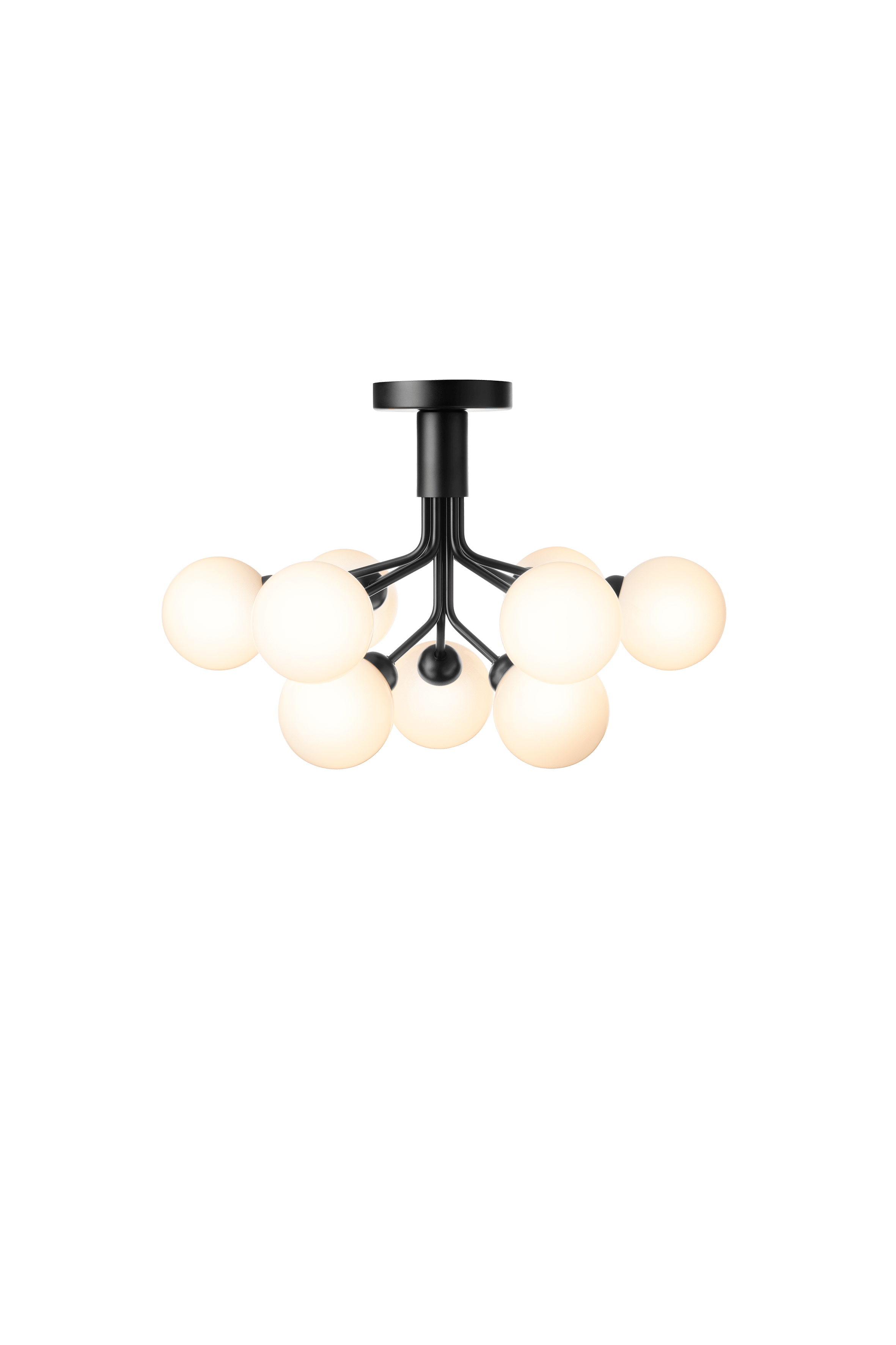 Lampa sufitowa APIALES 9 czarny z opalowym szkłem