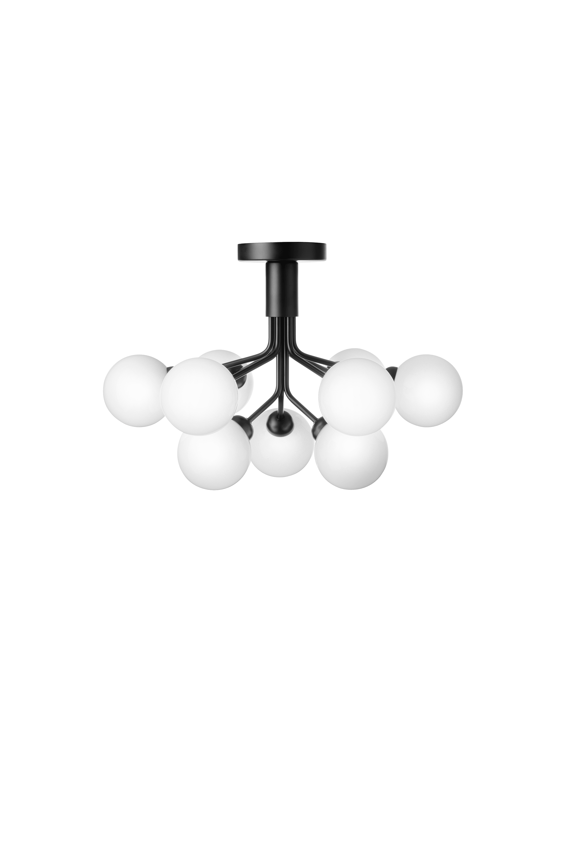 Lampa sufitowa APIALES 9 czarny z opalowym szkłem