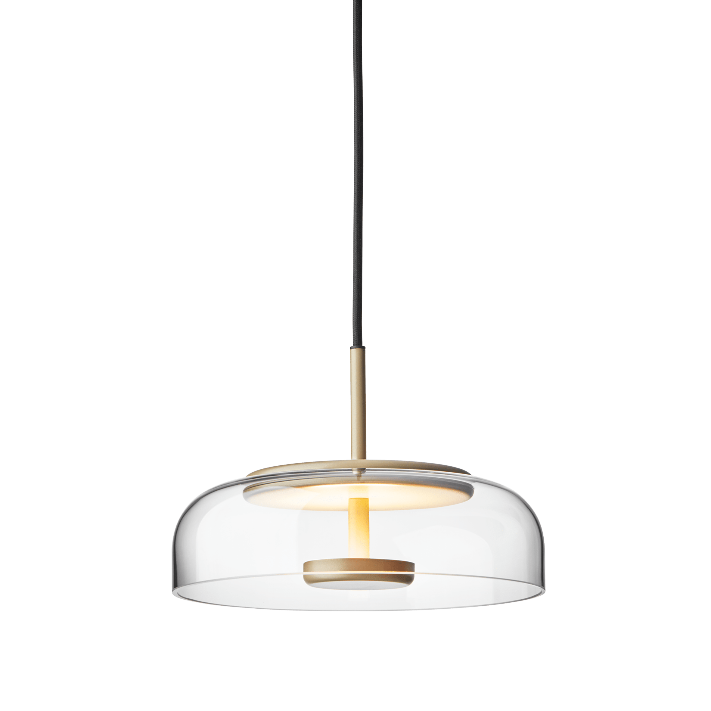 Pendelleuchte BLOSSI gold mit transparentem Glas