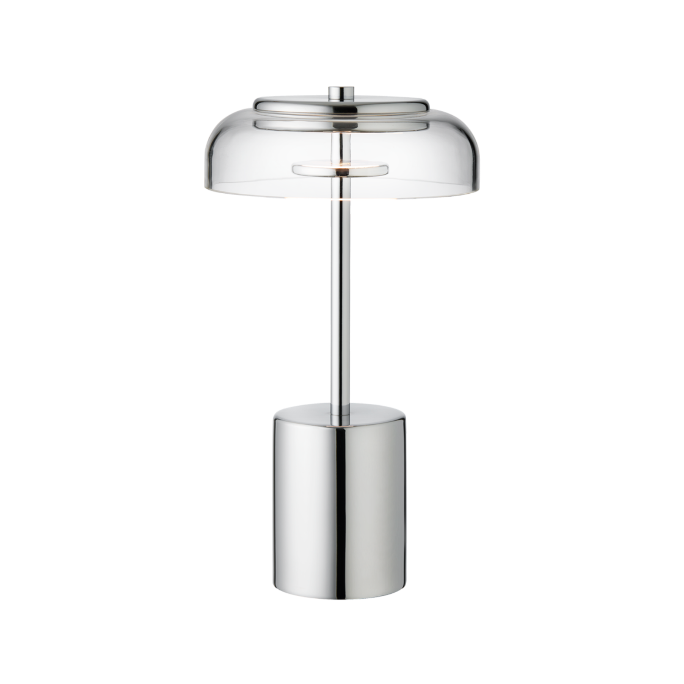 Tragbare Lampe BLOSSI silber mit transparentem Glas