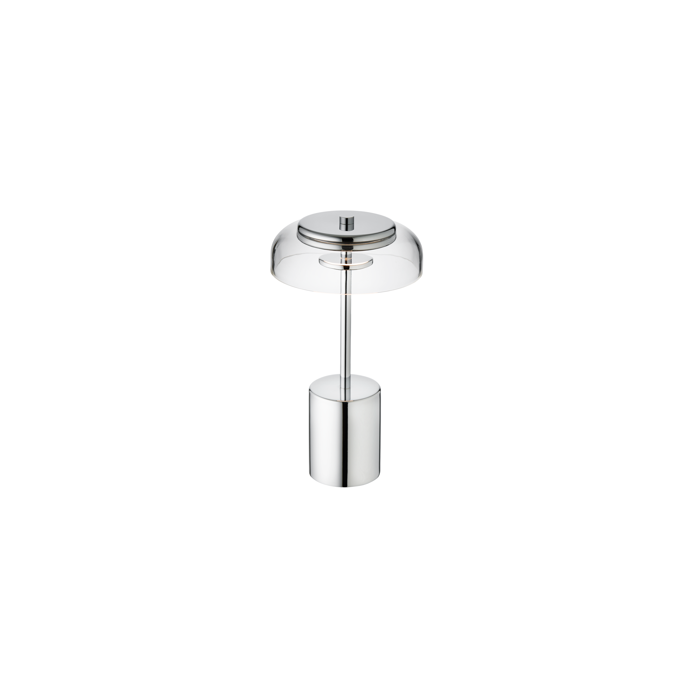 Tragbare Lampe BLOSSI silber mit transparentem Glas
