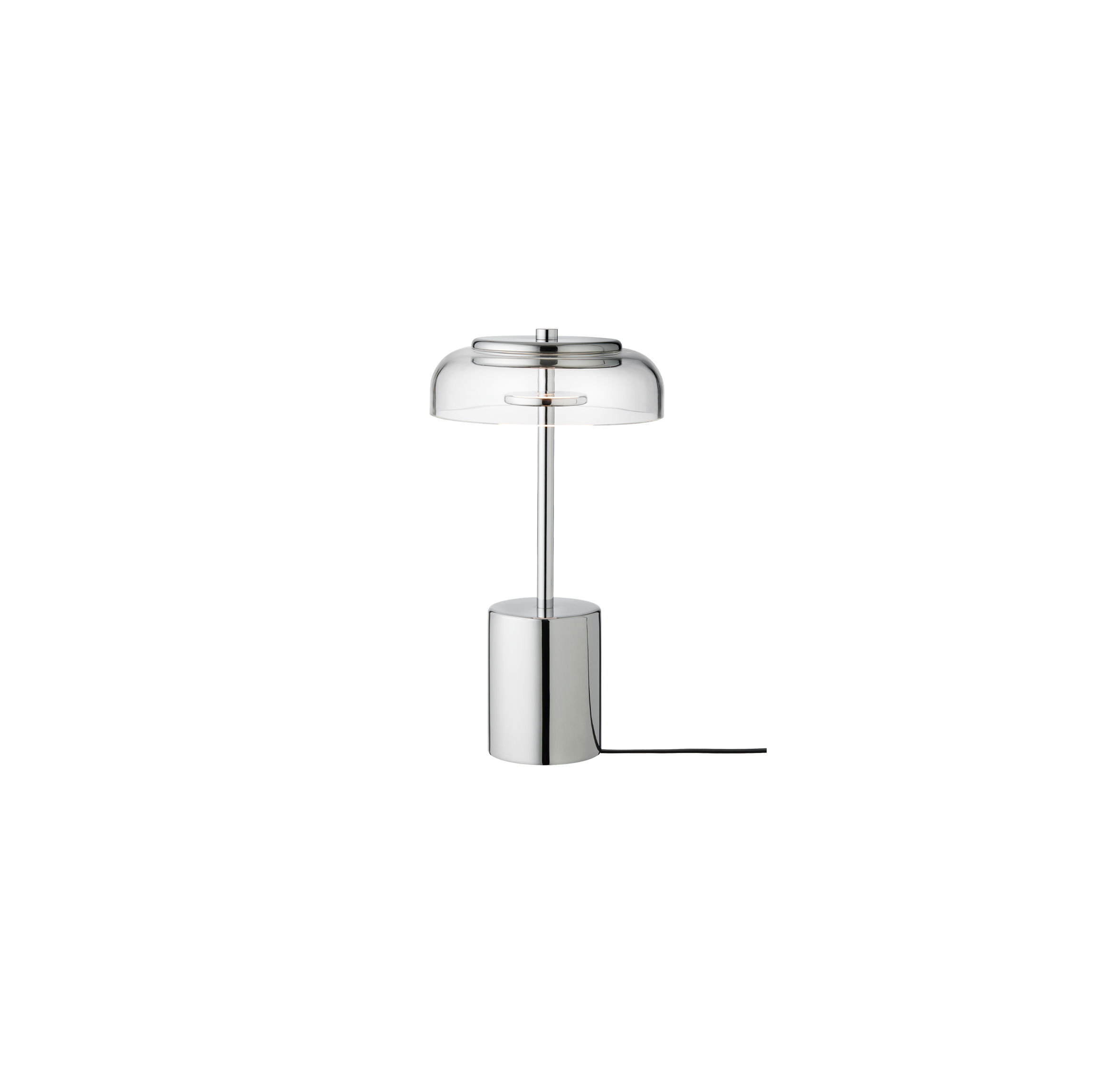 Tragbare Lampe BLOSSI silber mit transparentem Glas