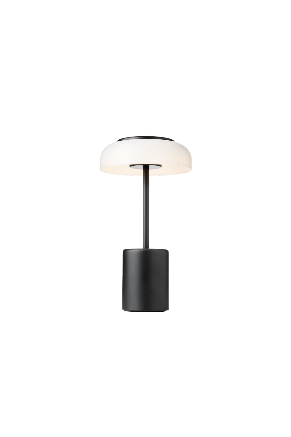 Tragbare Lampe BLOSSI schwarz mit opalem Glas