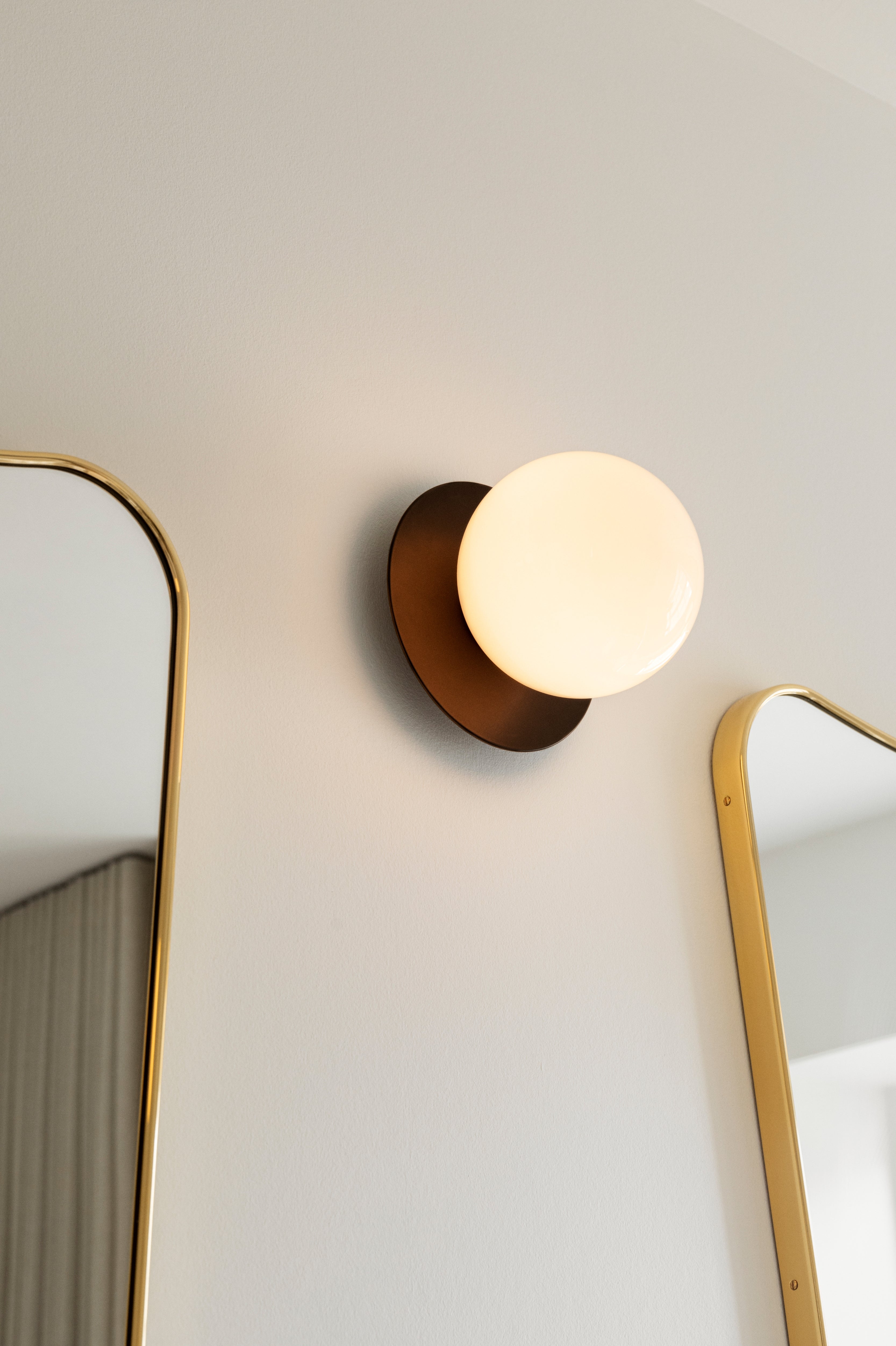 Recessed Wall Light LIILA Dark Brown with Opal Glass