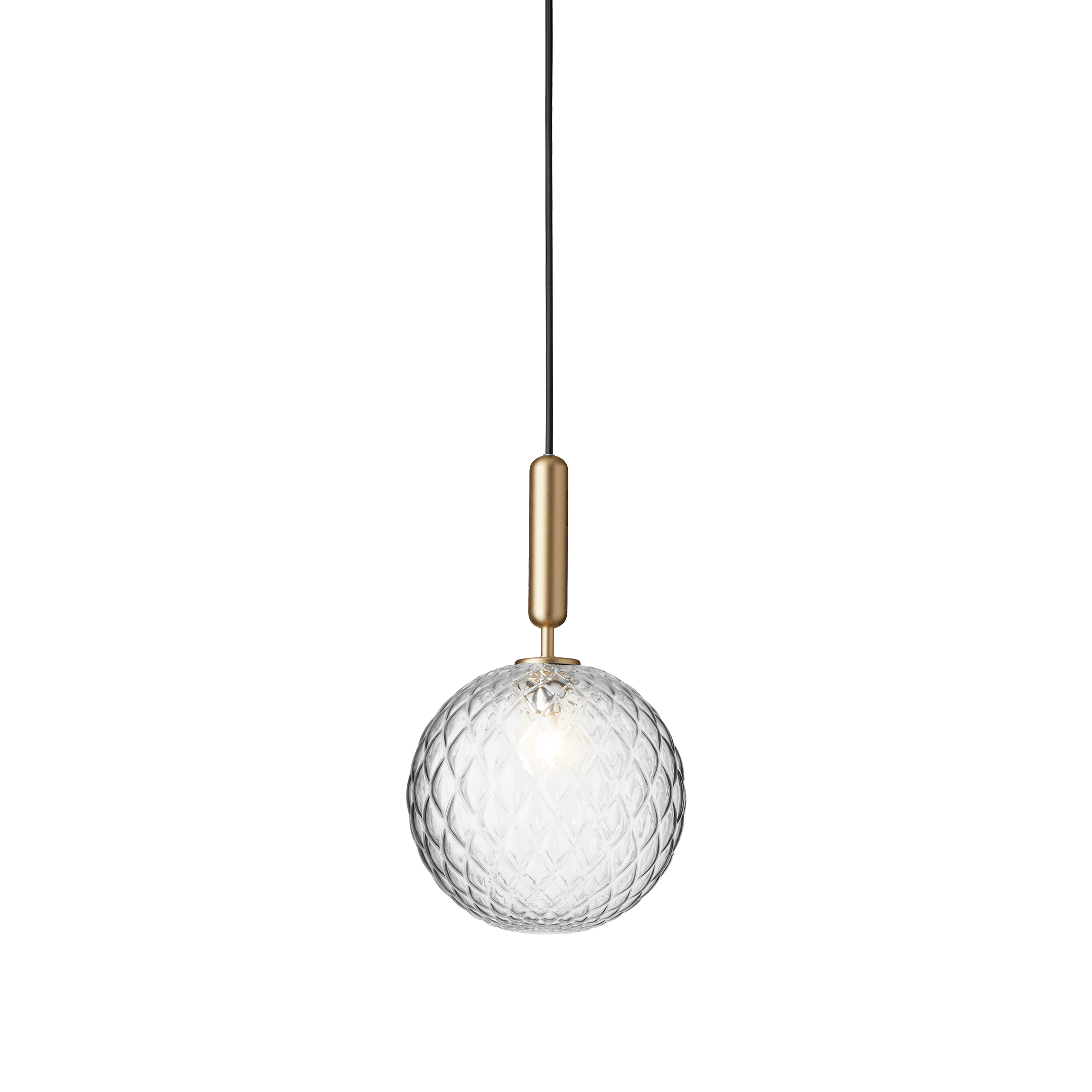 Pendelleuchte MIIRA aus Messing mit transparentem Glas