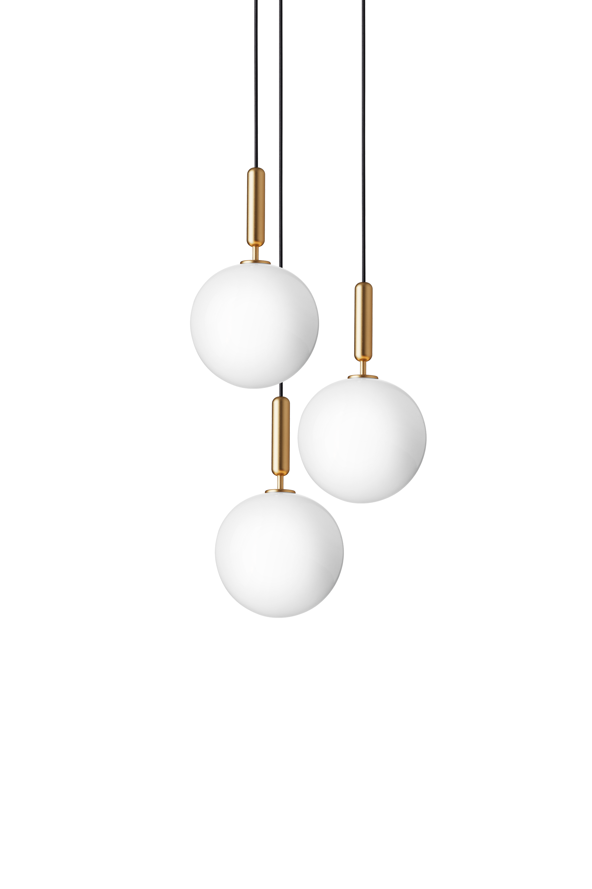 MIIRA Pendant Lamp 3 Brass with Opal Glass