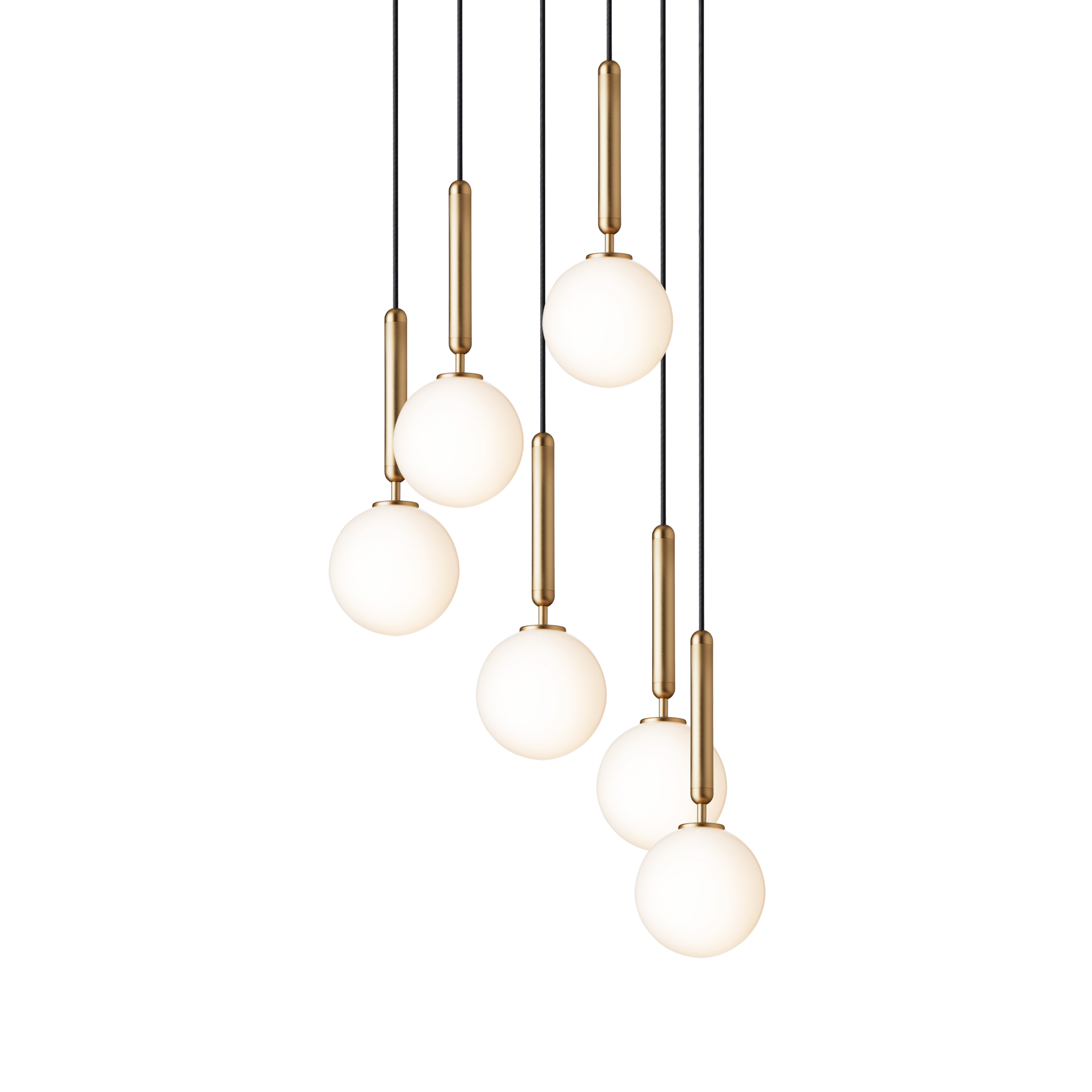 Lampa wisząca MIIRA 6 mosiężny z opalowym szkłem