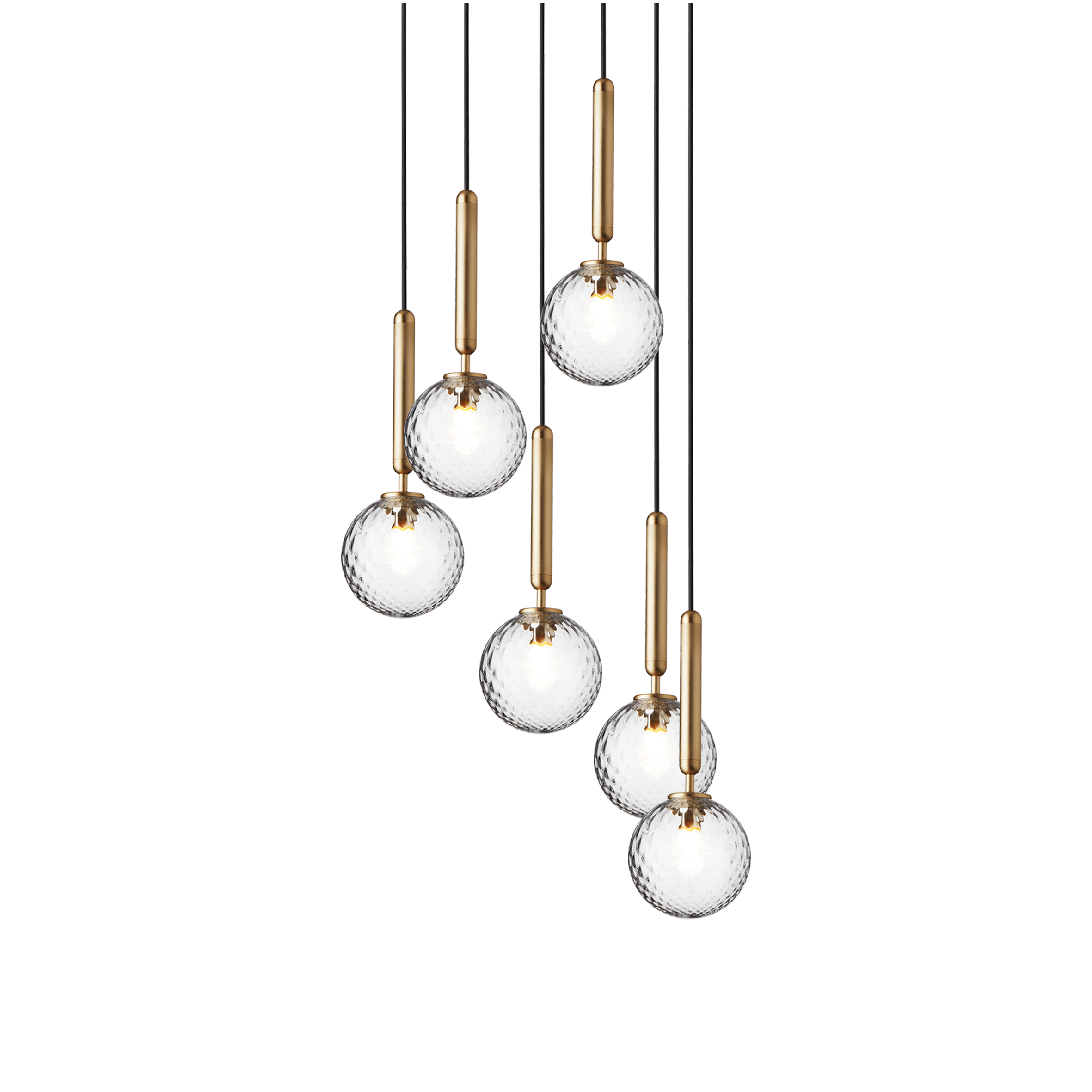 MIIRA 6 Pendant Lamp in Brass with Transparent Glass