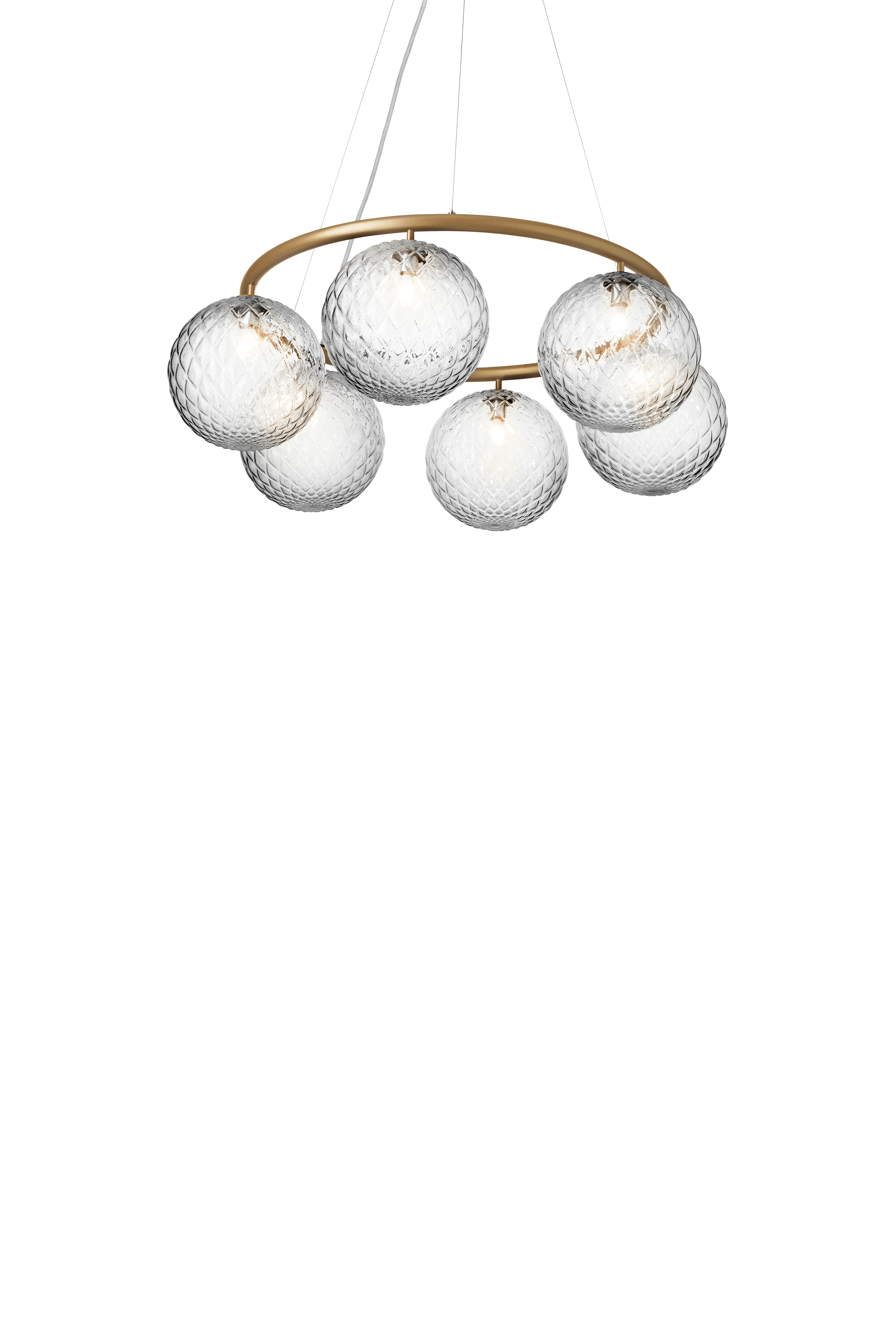 Pendelleuchte MIIRA 6 CIRCULAR aus Messing mit transparentem Glas