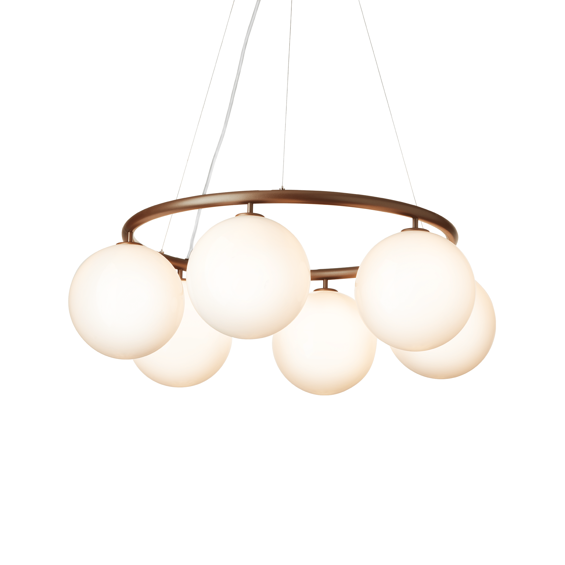Lampa wisząca MIIRA 6 CIRCULAR ciemnobrązowy z opalowym szkłem