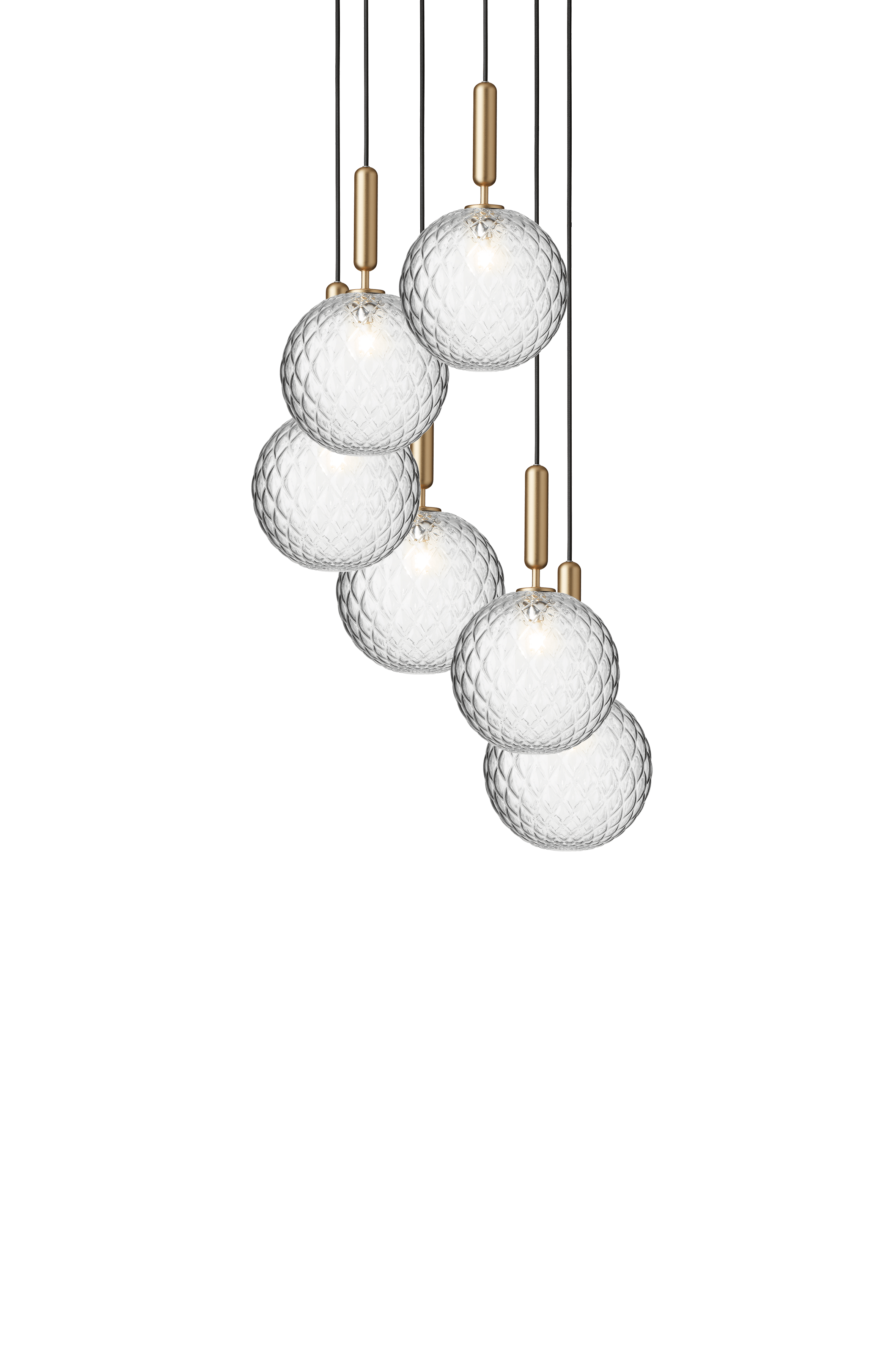 MIIRA 6 Pendant Lamp in Brass with Transparent Glass