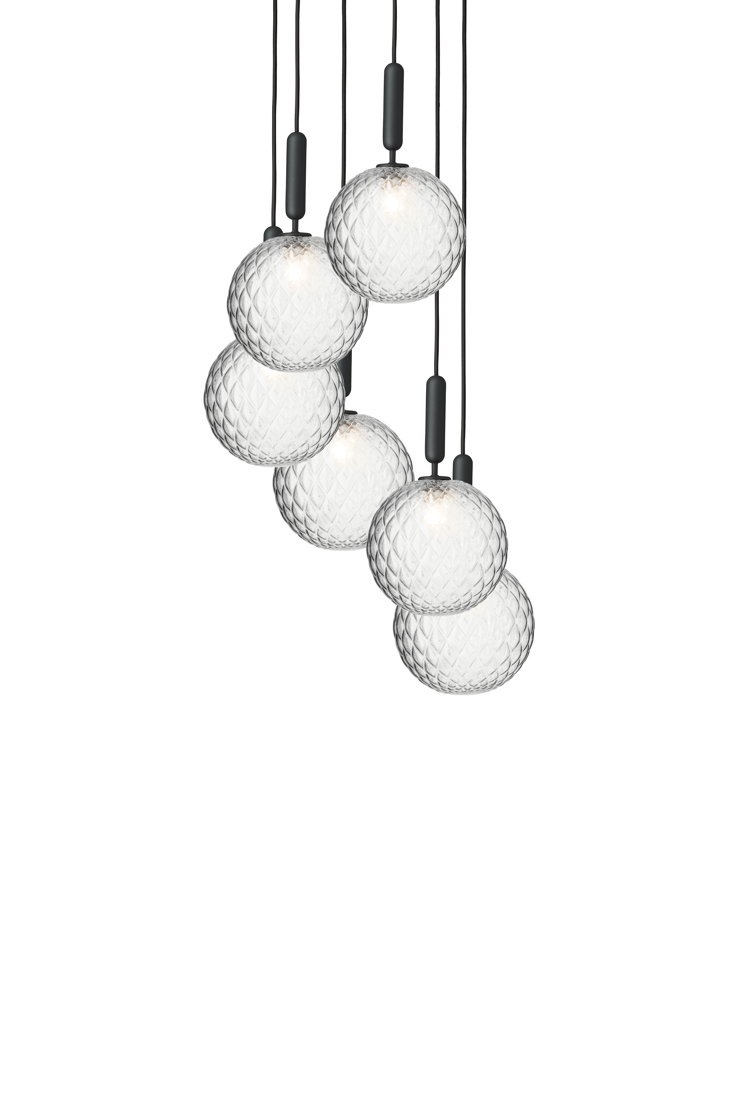 MIIRA 6 Pendant Lamp in Graphite with Transparent Glass