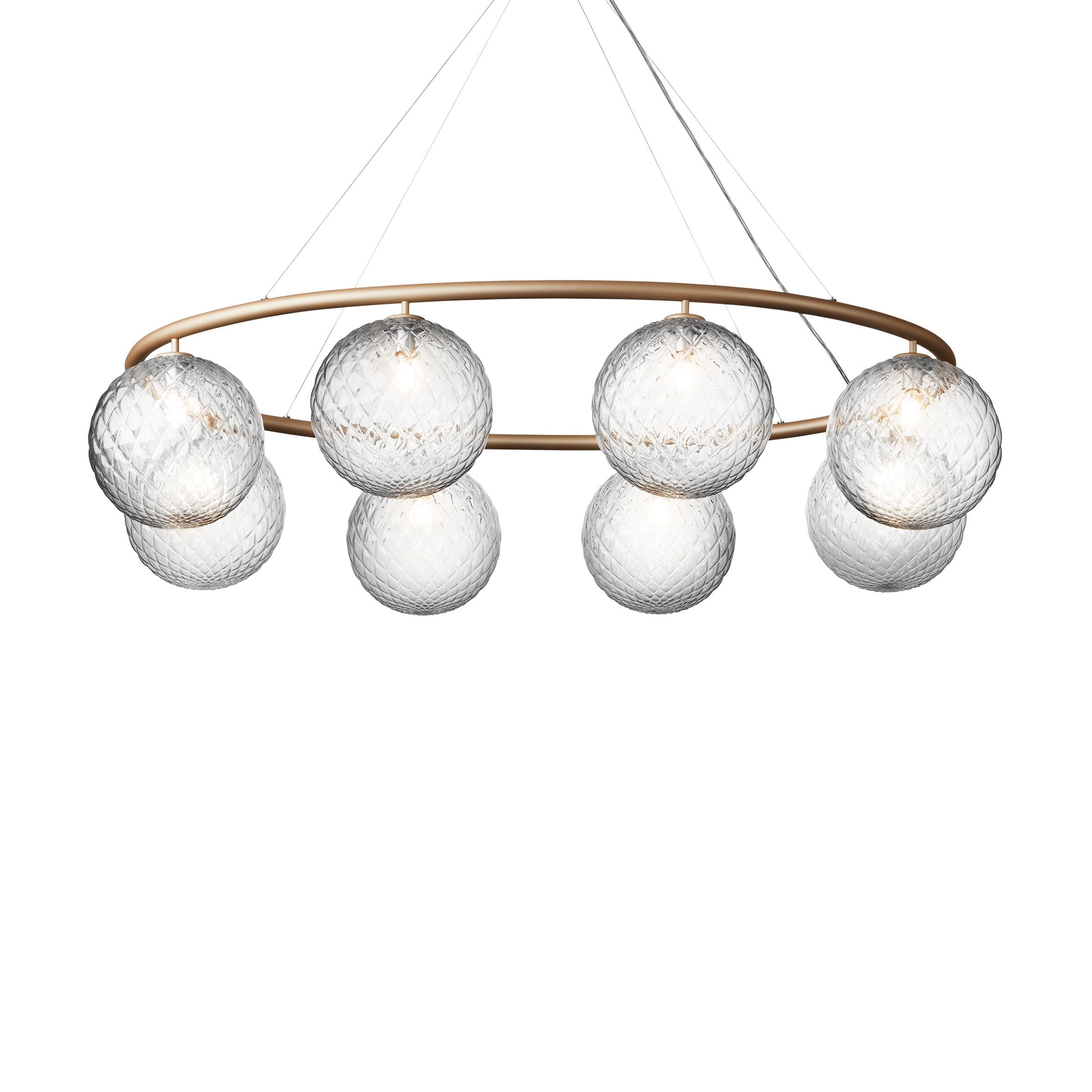 Lampa wisząca MIIRA 8 OVAL mosiężny z transparentnym szkłem
