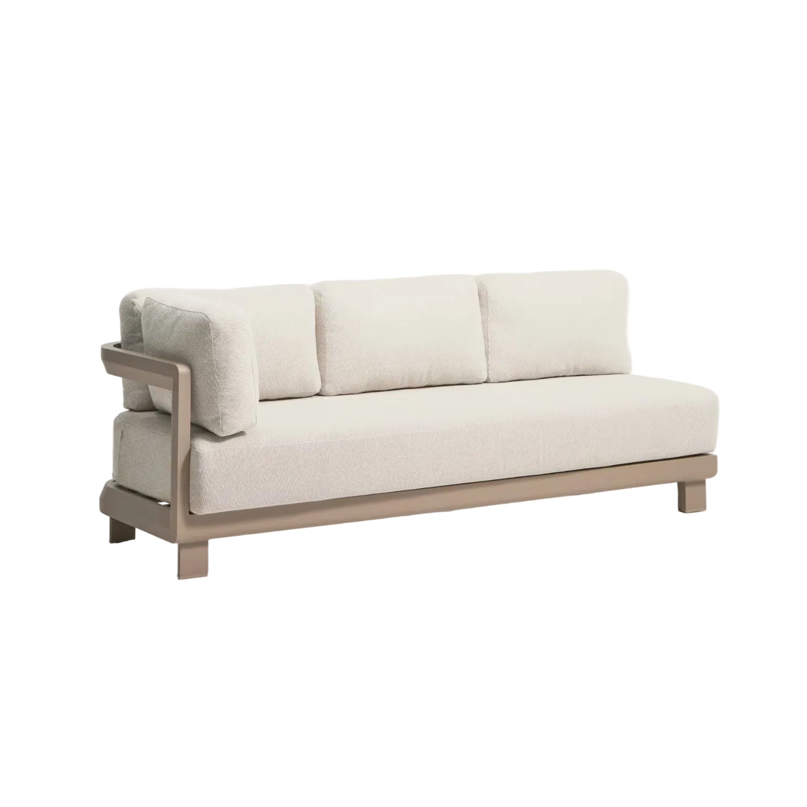 Gartenbank 3-sitzig NERANO hellbeige mit graubeigem Gestell