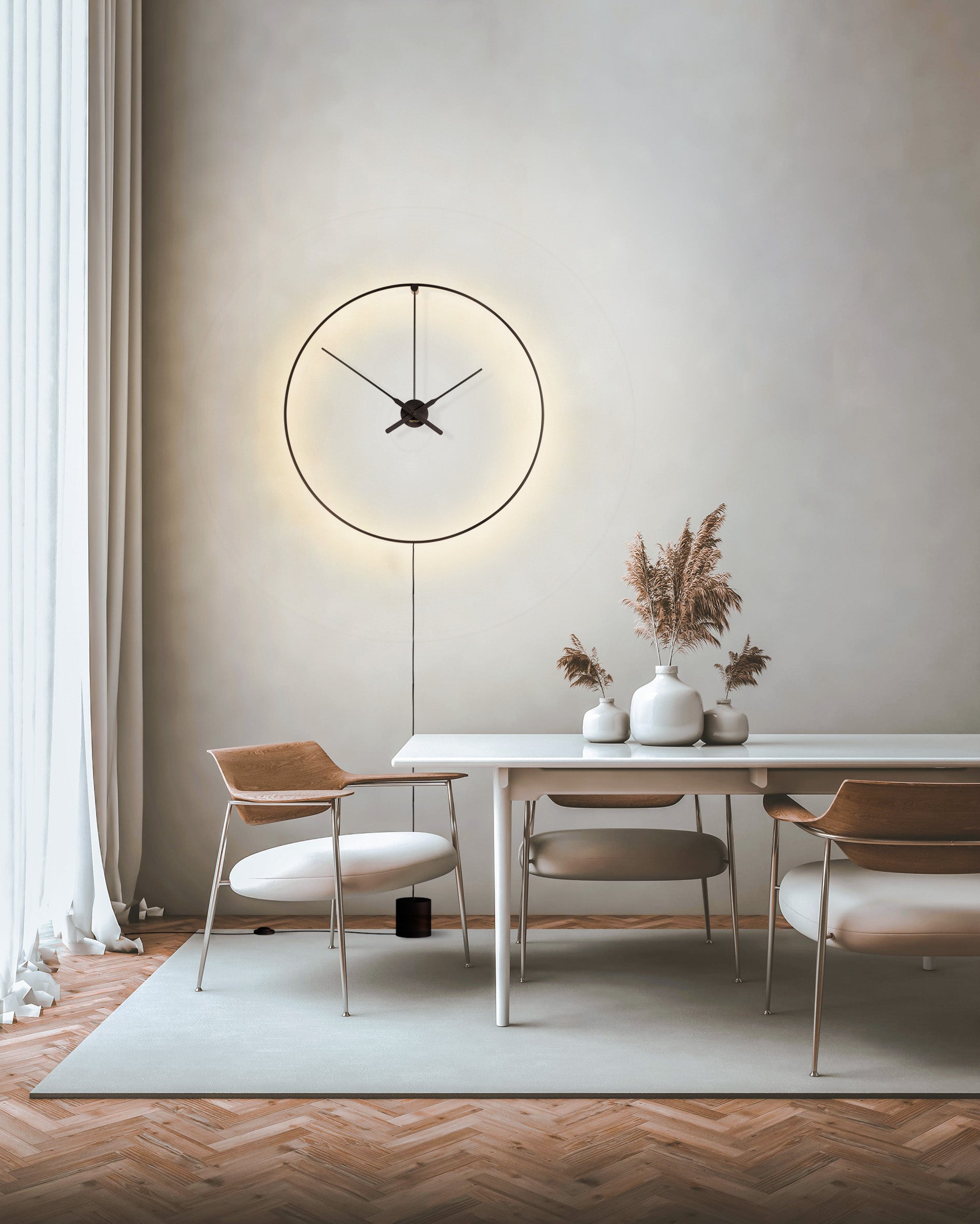Beleuchtete Standuhr OMBRA schwarz