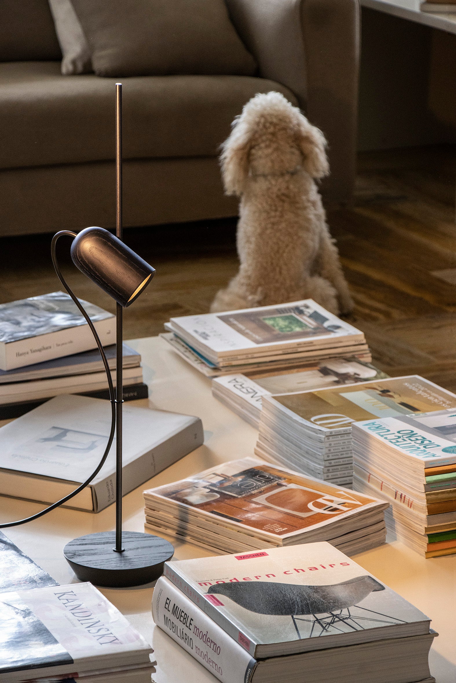 ONFA Table Lamp Black Ash Wood with Graphite Finish