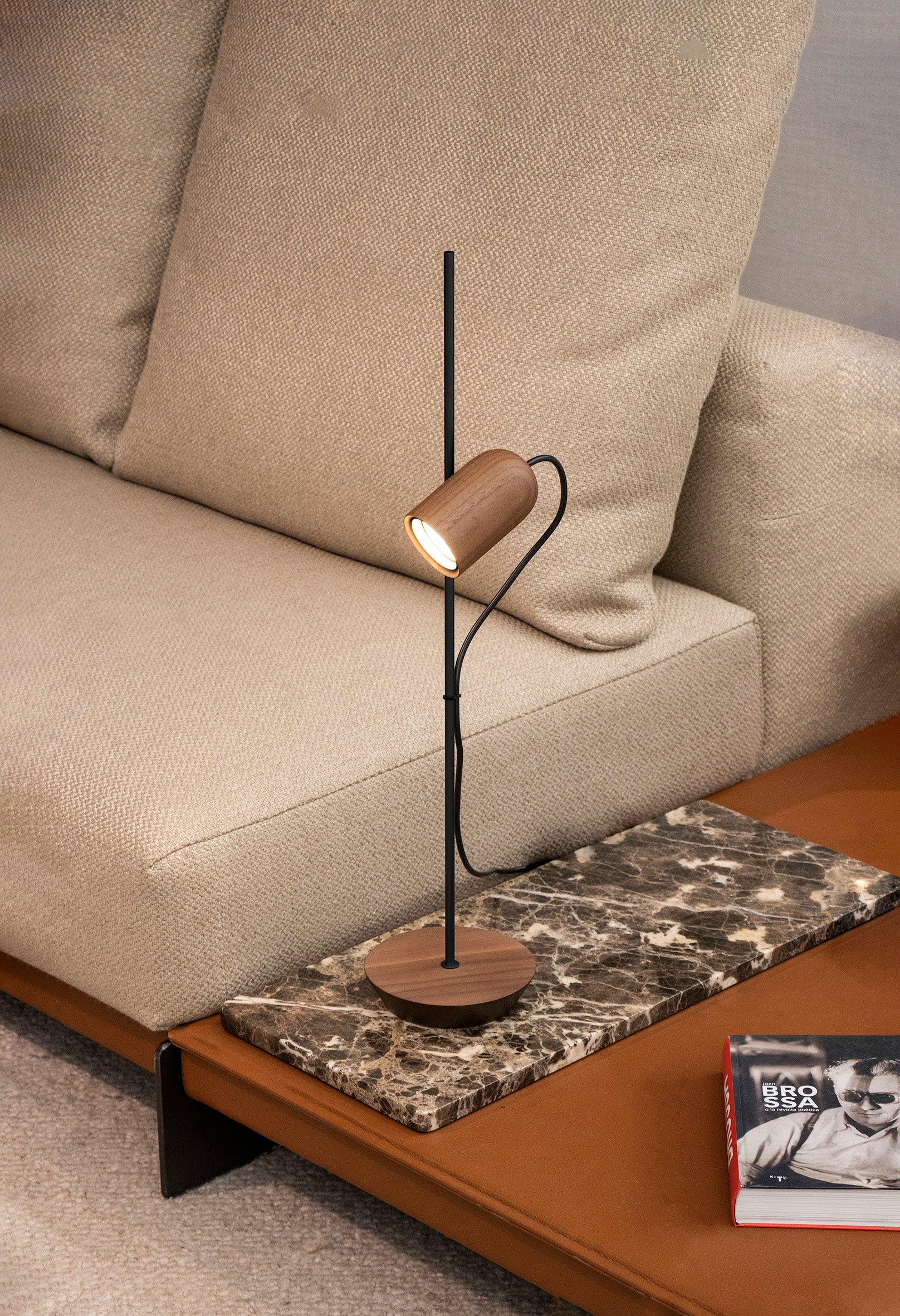 ONFA Walnut Wood Table Lamp with Graphite Finish
