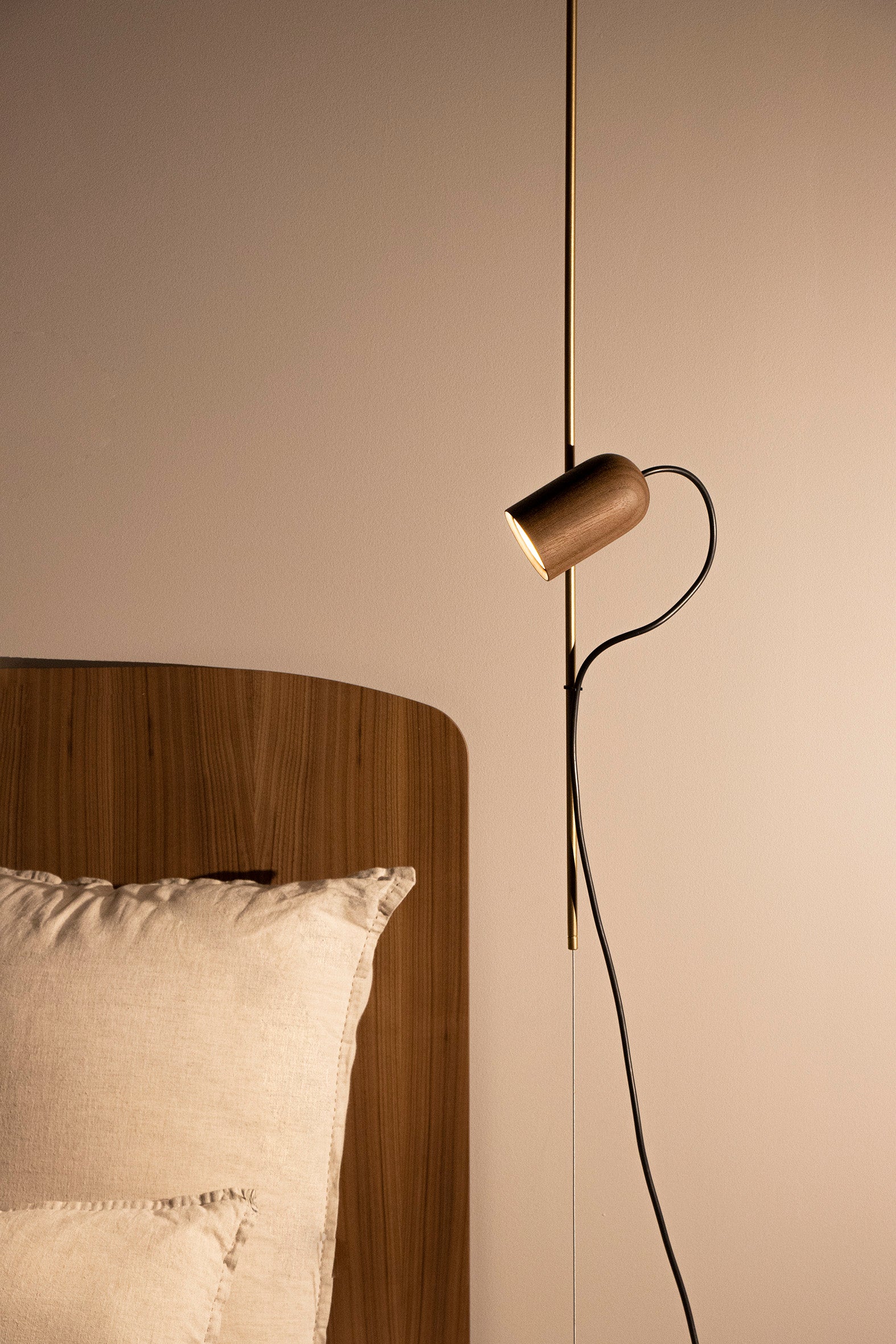 ONFA Pendant Lamp in Walnut Wood with Brass Finish