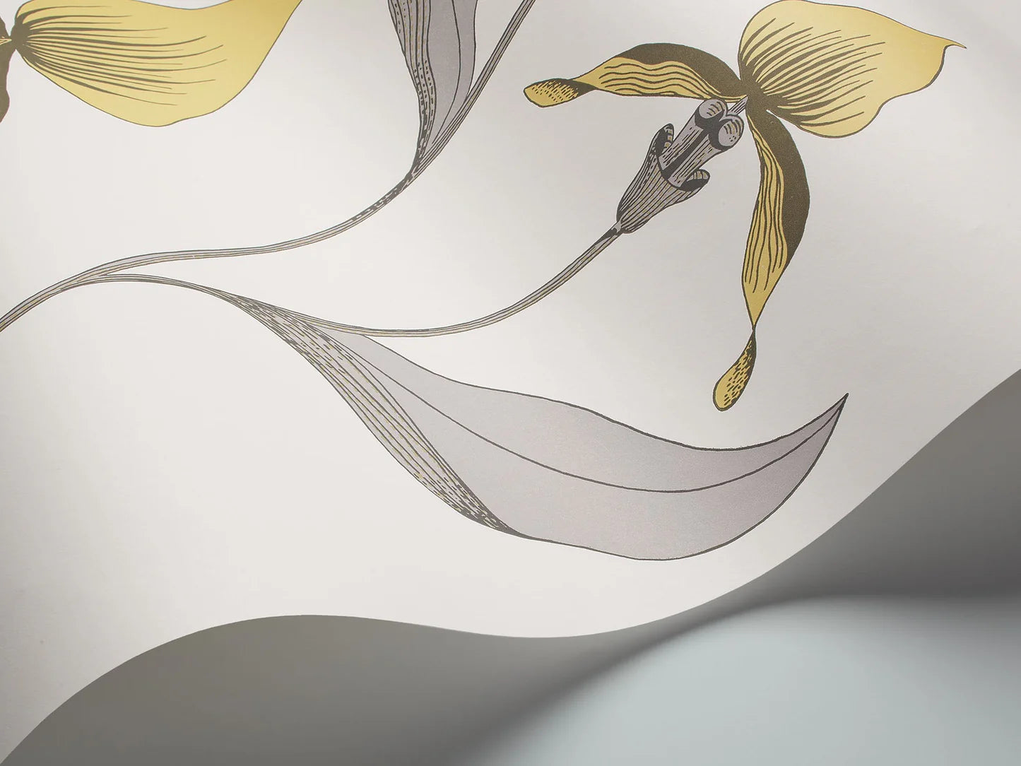 Tapete mit Pflanzenmotiv von Orchideen CONTEMPORARY COLLECTION - ORCHID gelb mit grau