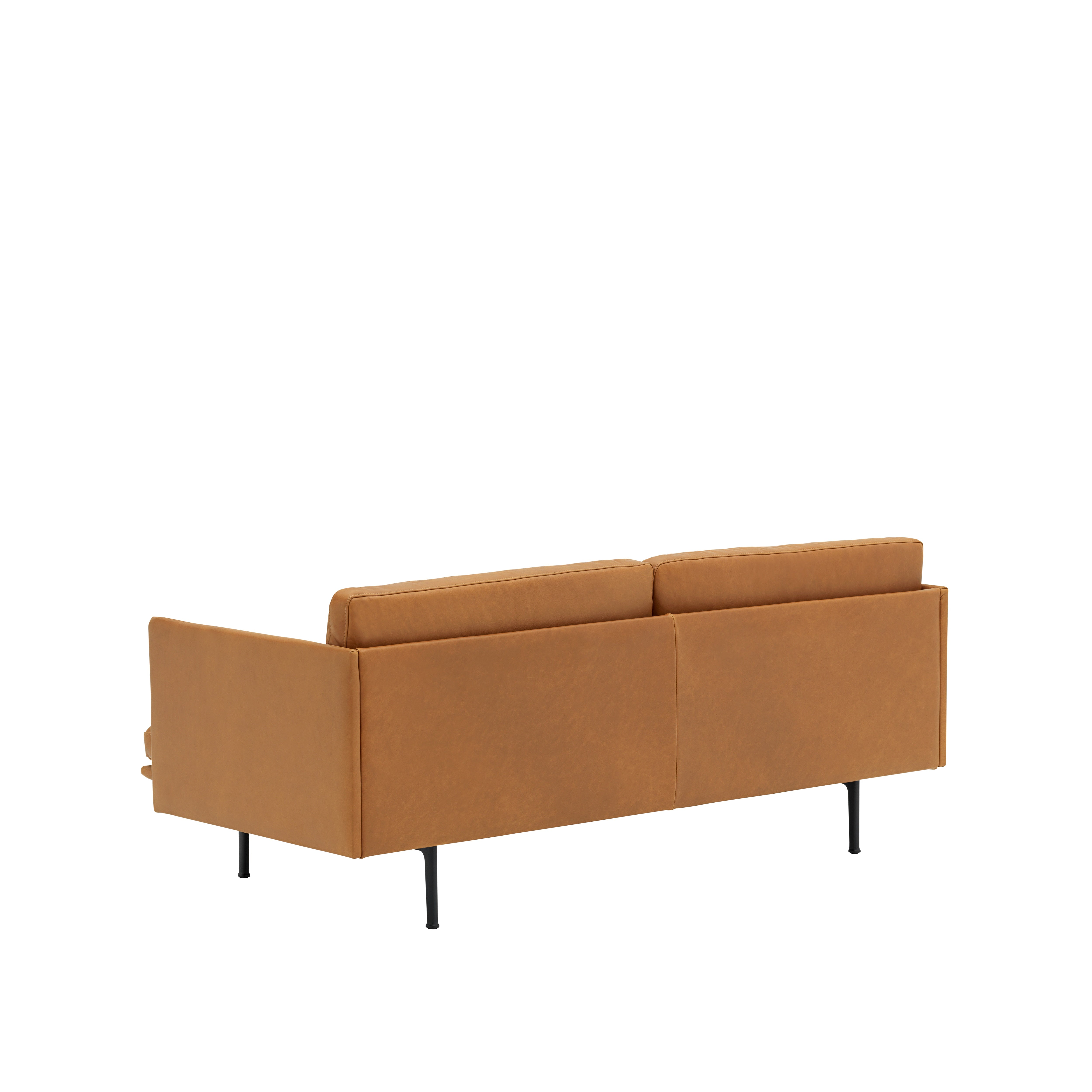 Sofa 2-osobowa OUTLINE koniakowa skóra z czarną podstawą