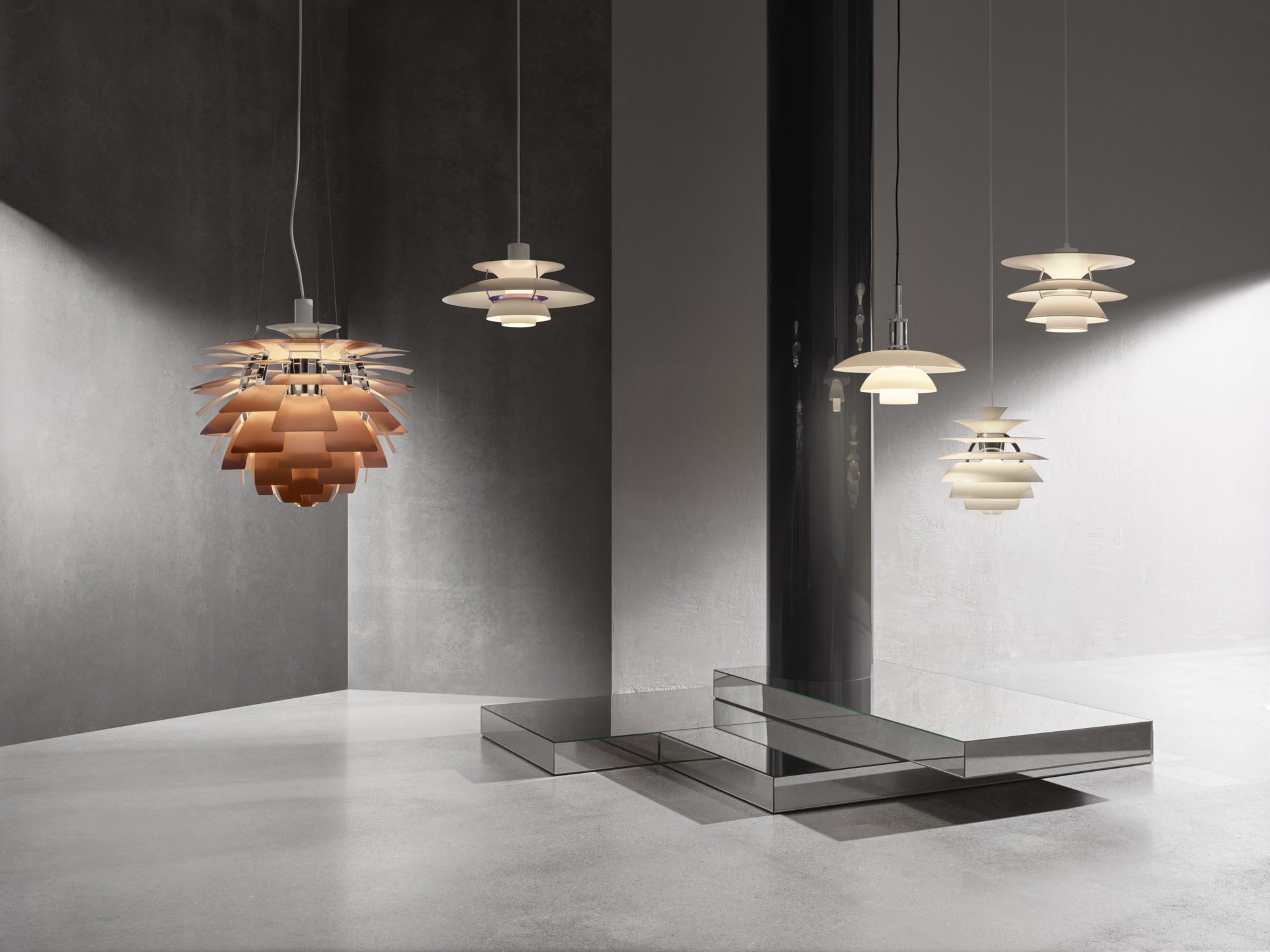 Lampa wisząca PH SNOWBALL brudny zielony z chromowanym wykończeniem