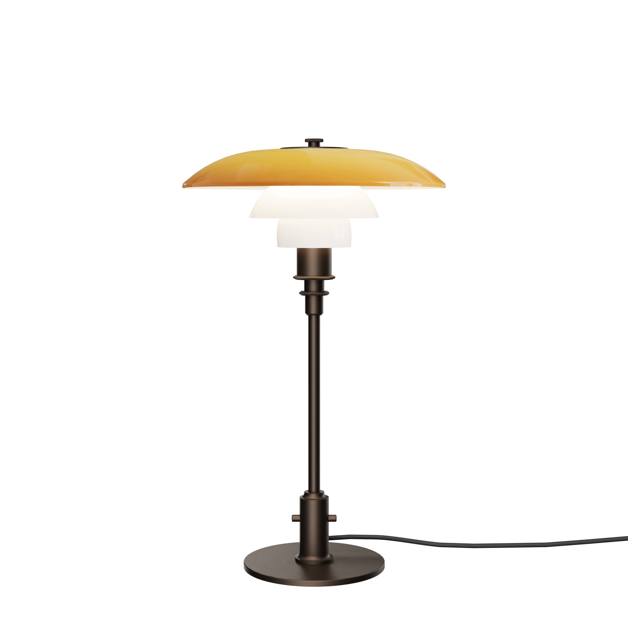 Lampa stołowa PH 3/2 - edycja stulecia biały z pomarańczowym z brązową podstawą