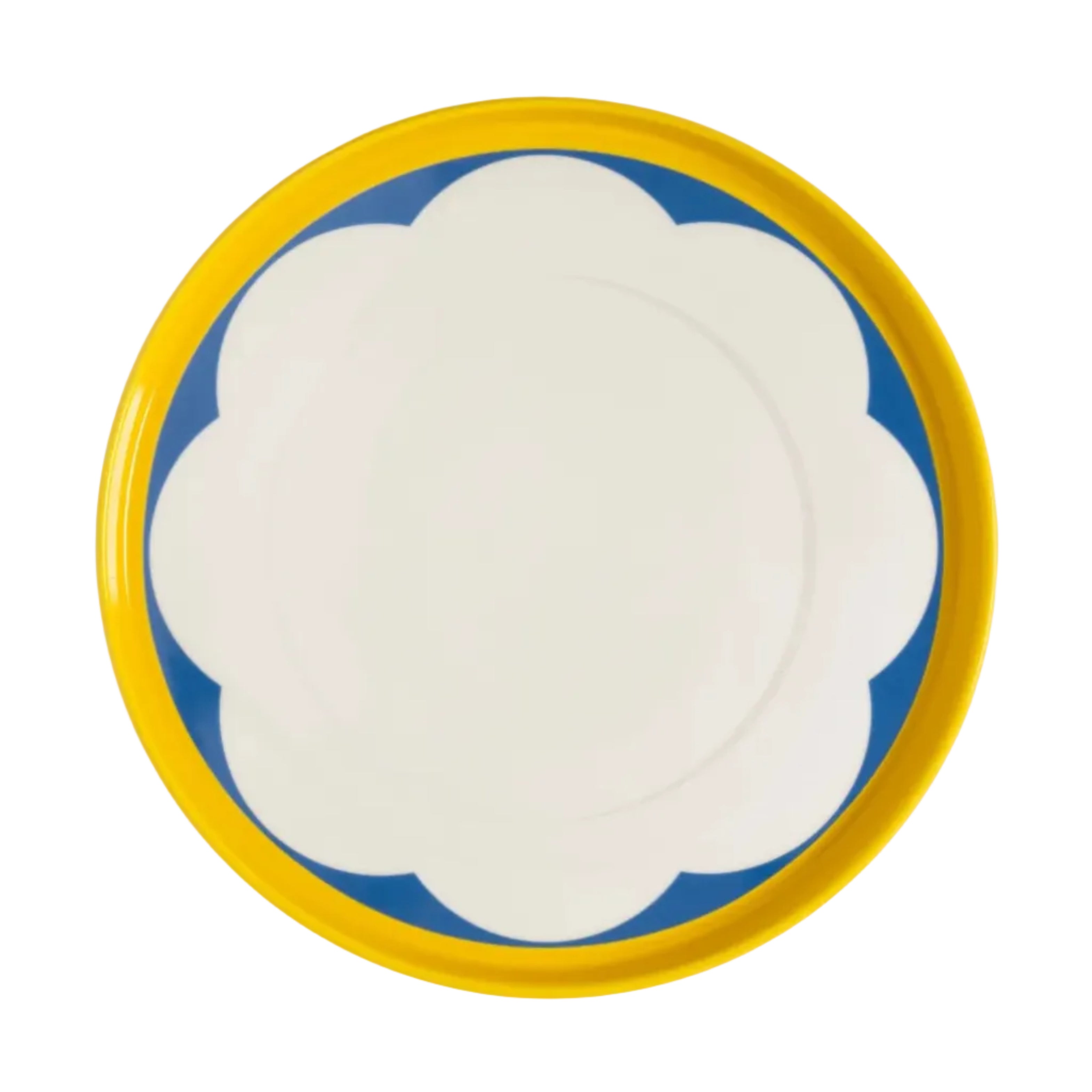 DAYDREAM ARCH white dinner plate with yellow and blue