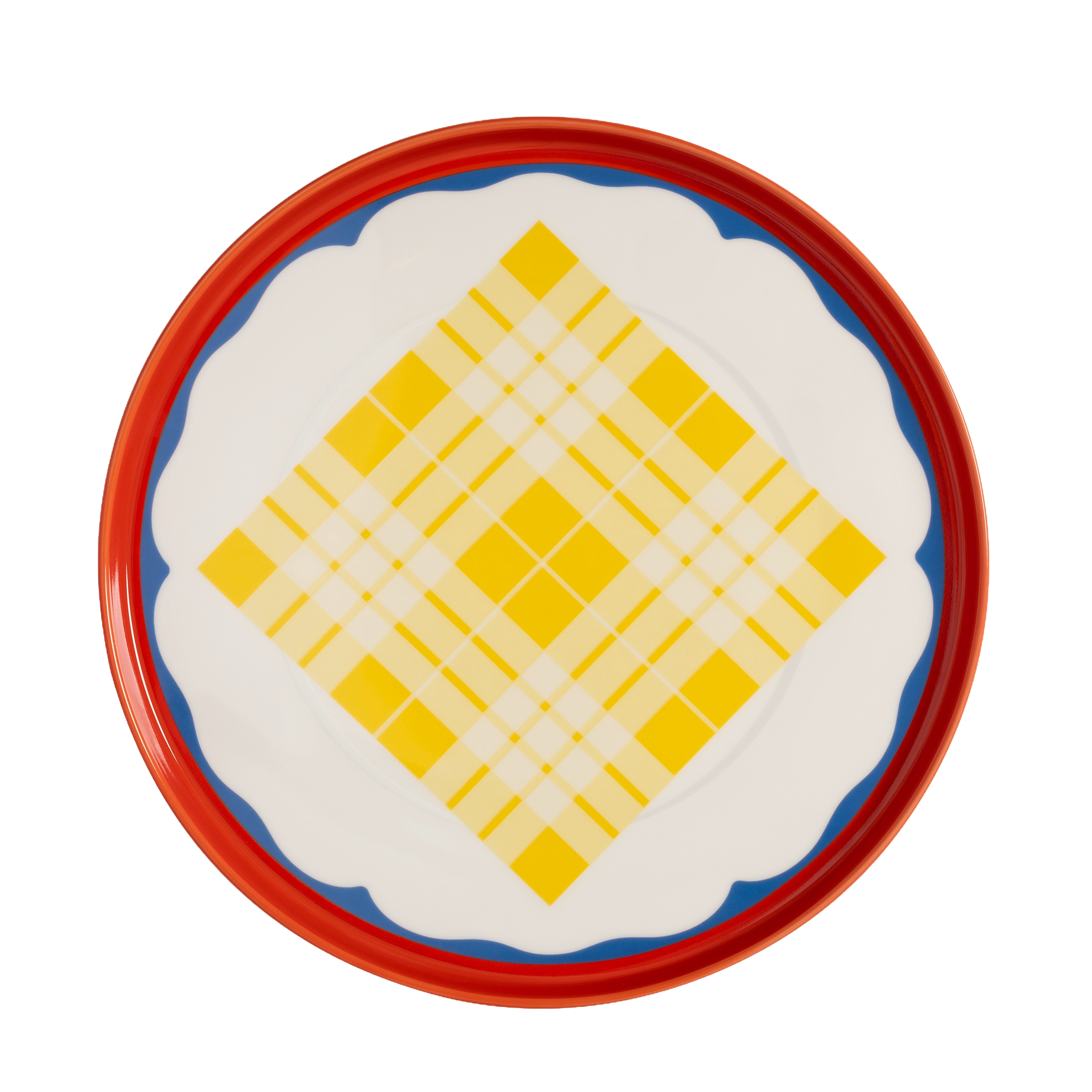 DAYDREAM WAVE dinner plate yellow with white and red