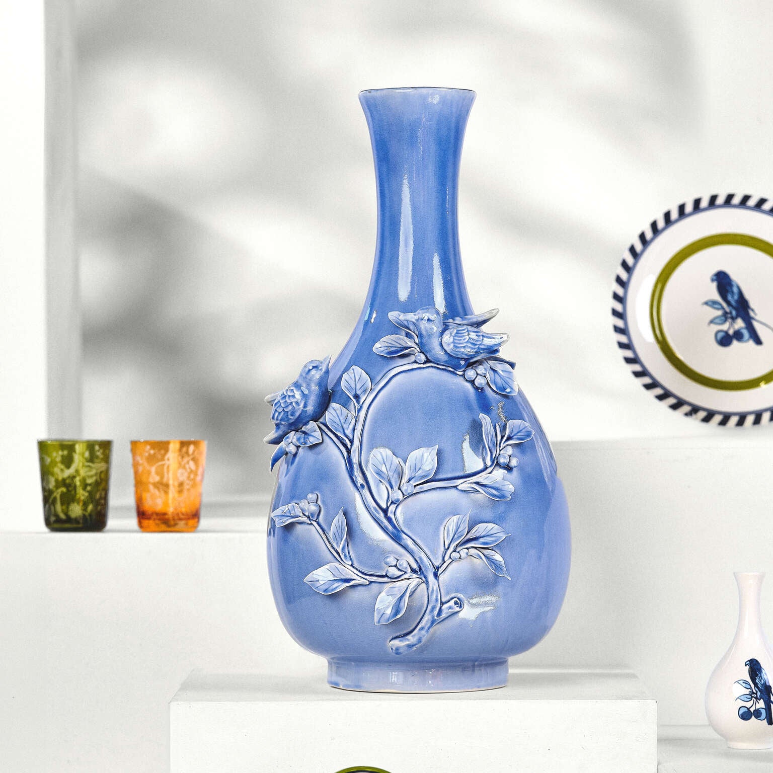 3D BIRDS Vase blue