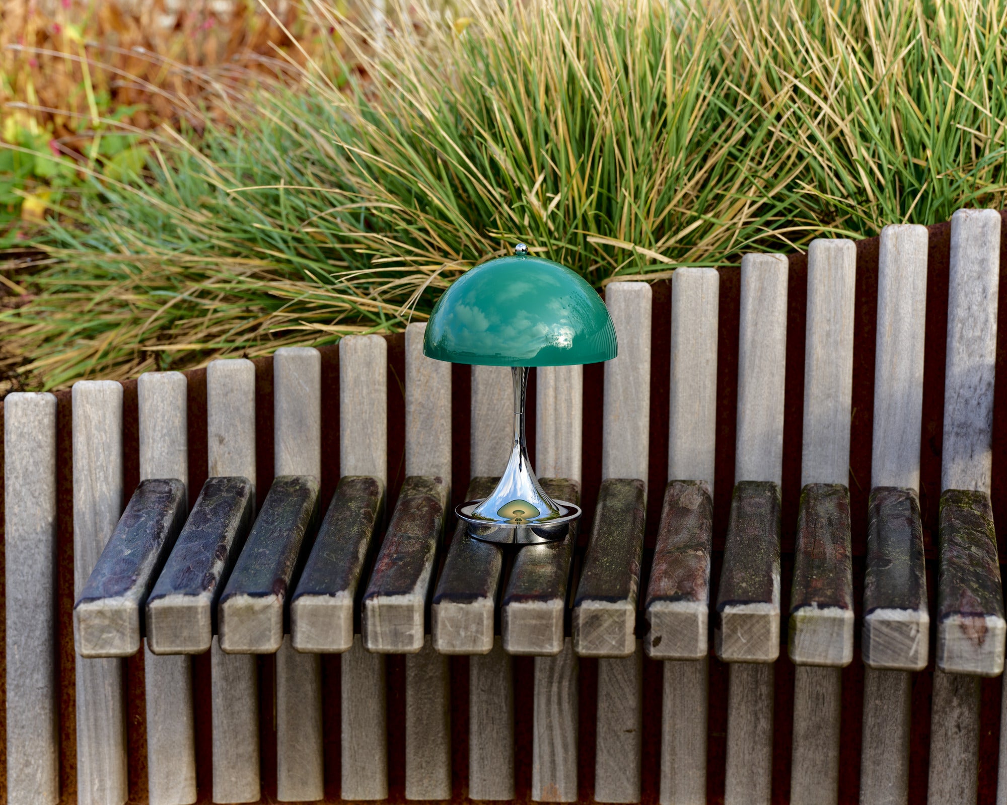 Portable Lamp PANTHELLA 160 green with chrome base