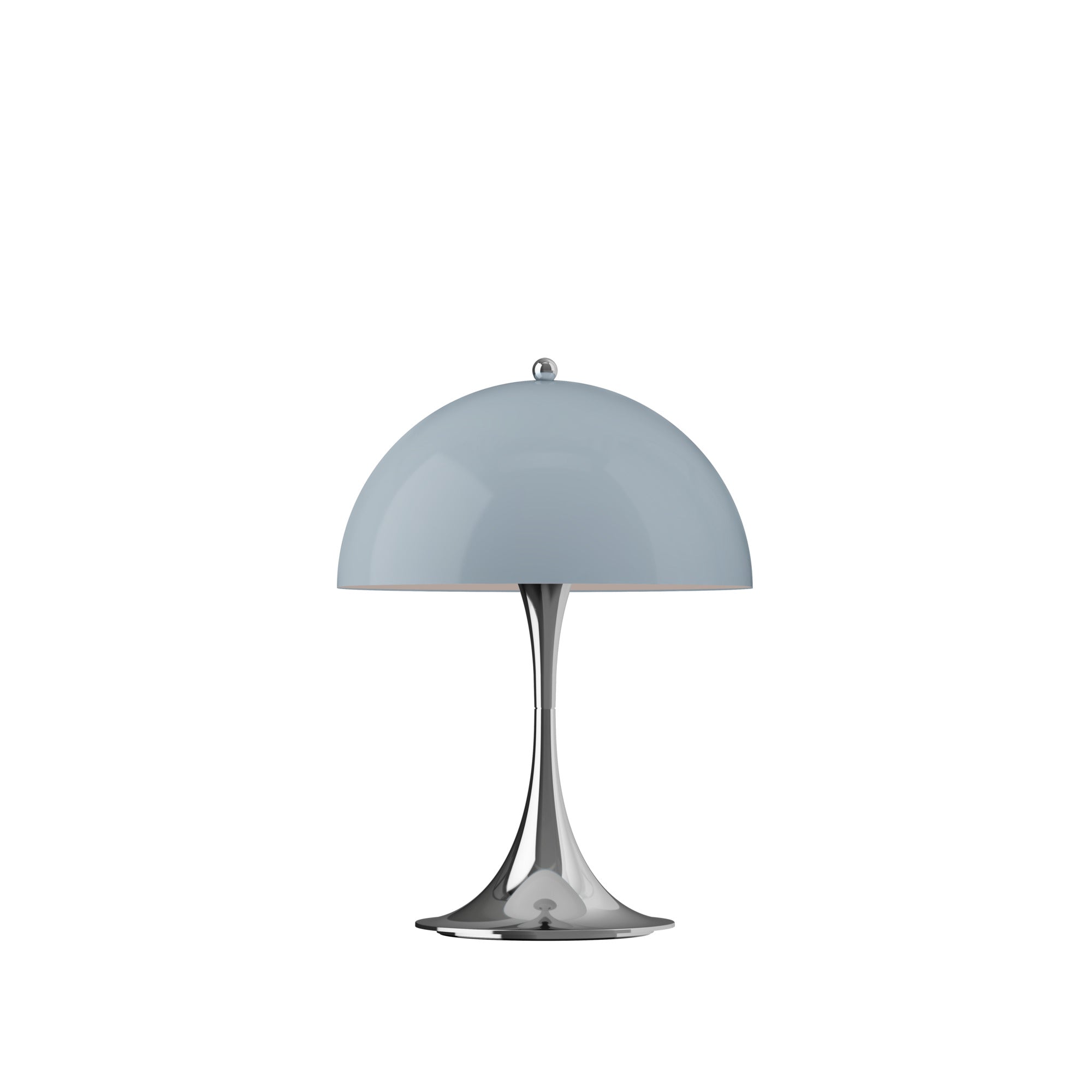 Portable Lamp PANTHELLA 250 Gray-Blue Opal with Chrome Base