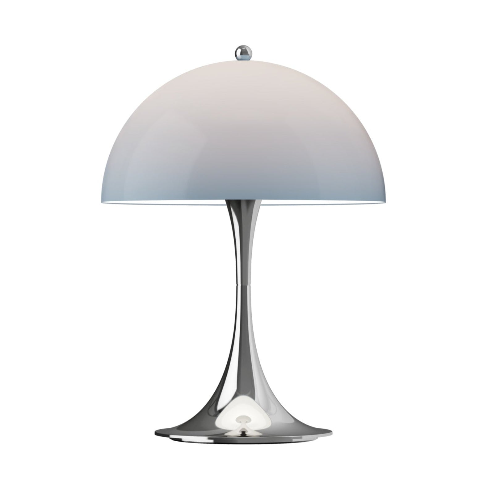 Portable Lamp PANTHELLA 250 Gray-Blue Opal with Chrome Base