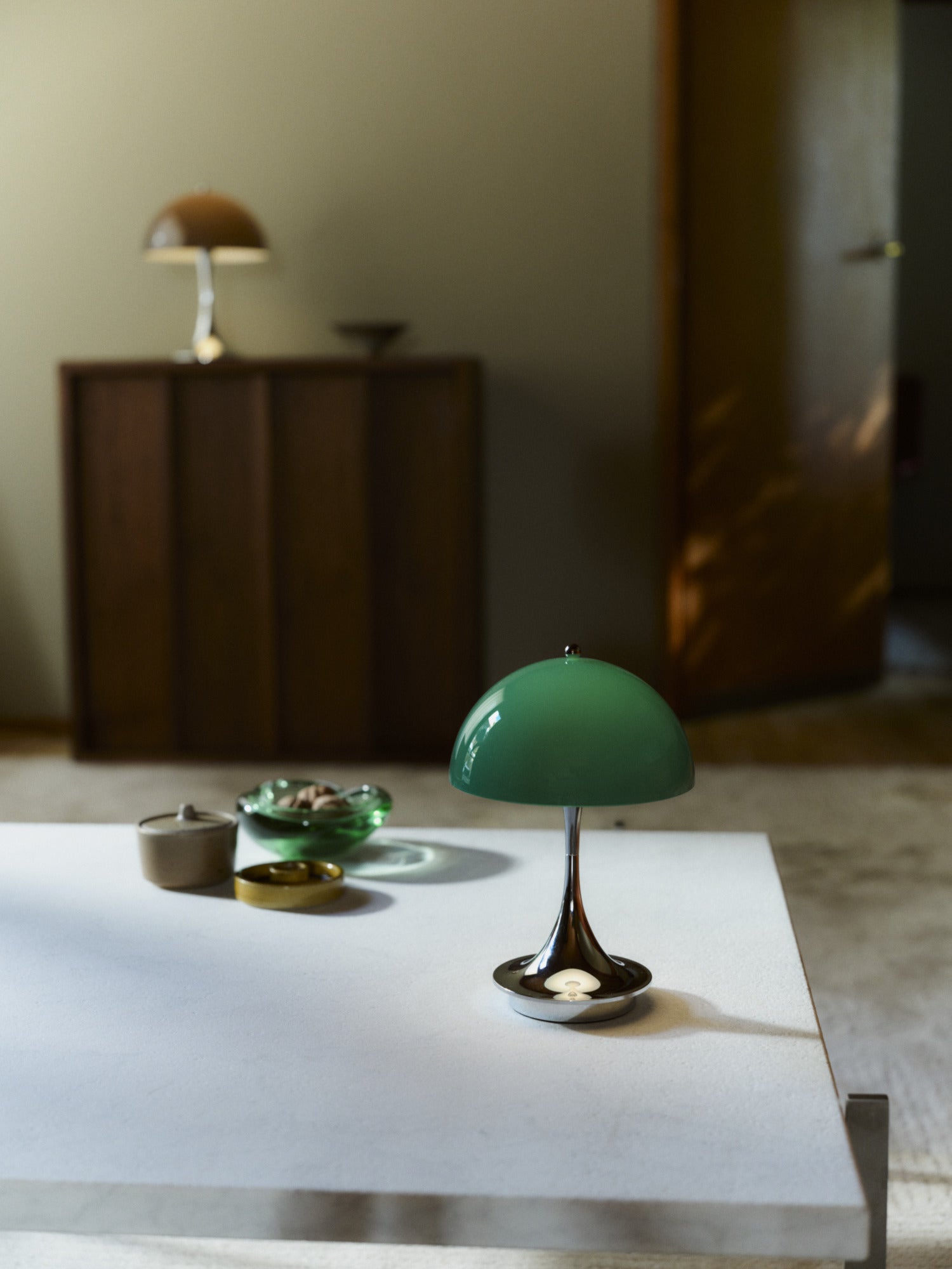 Portable Lamp PANTHELLA 160 green with chrome base