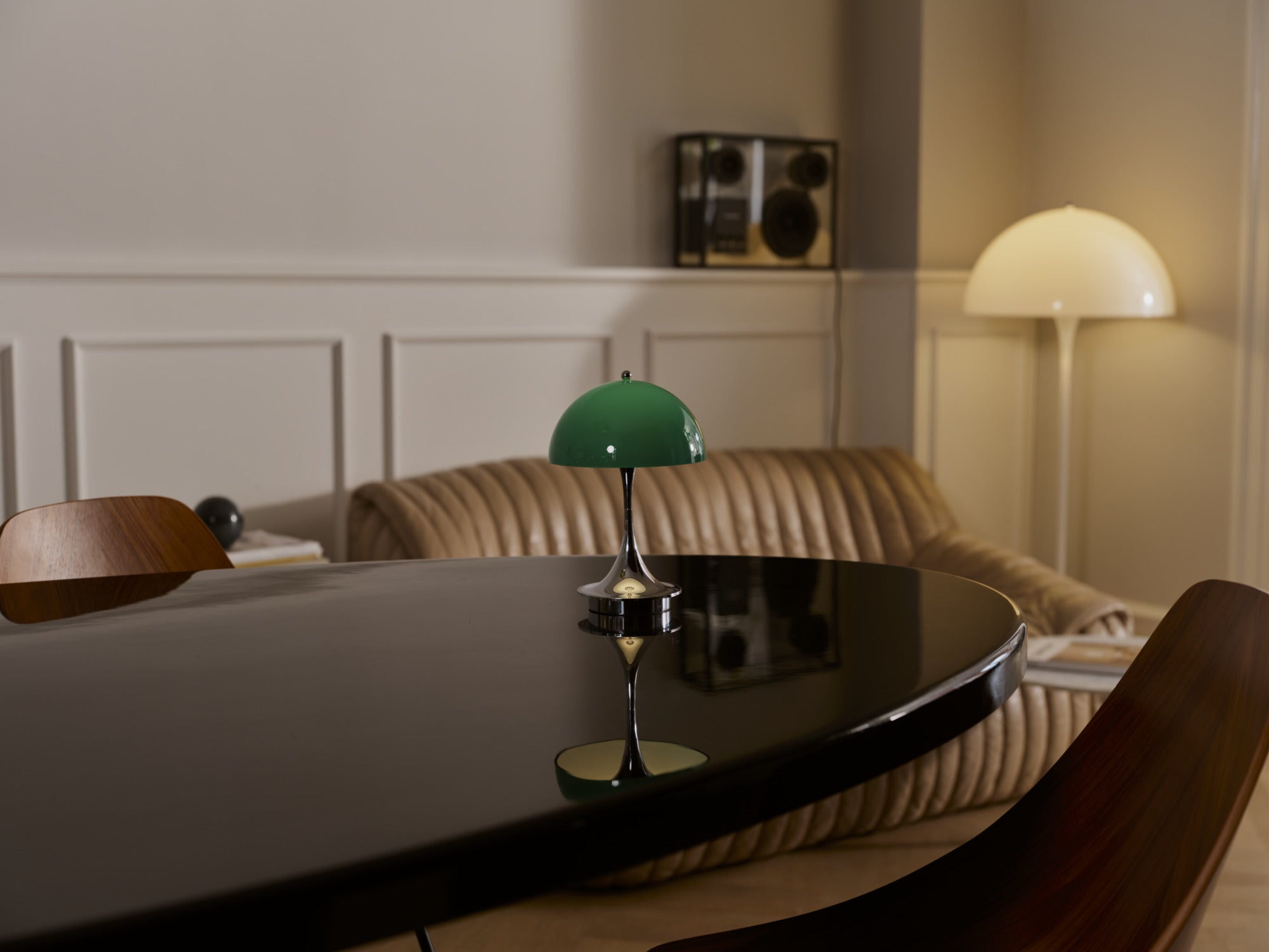 Portable Lamp PANTHELLA 160 green with chrome base